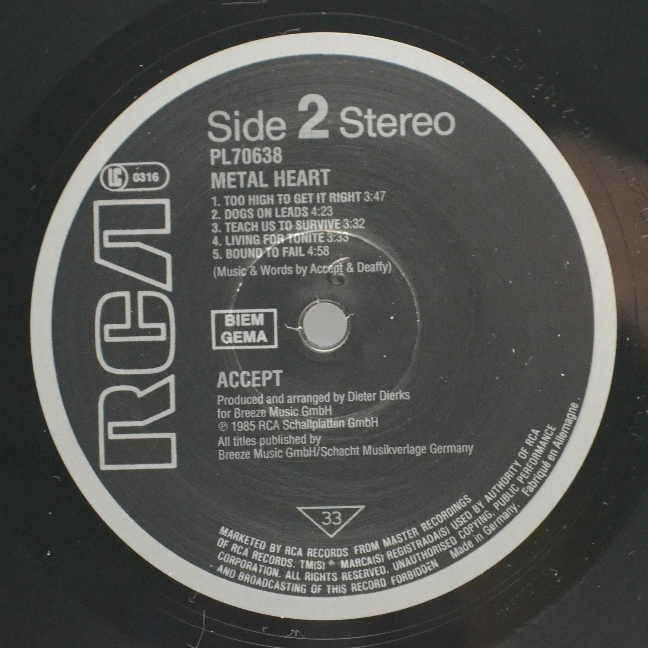 Accept — Metal Heart, 1985