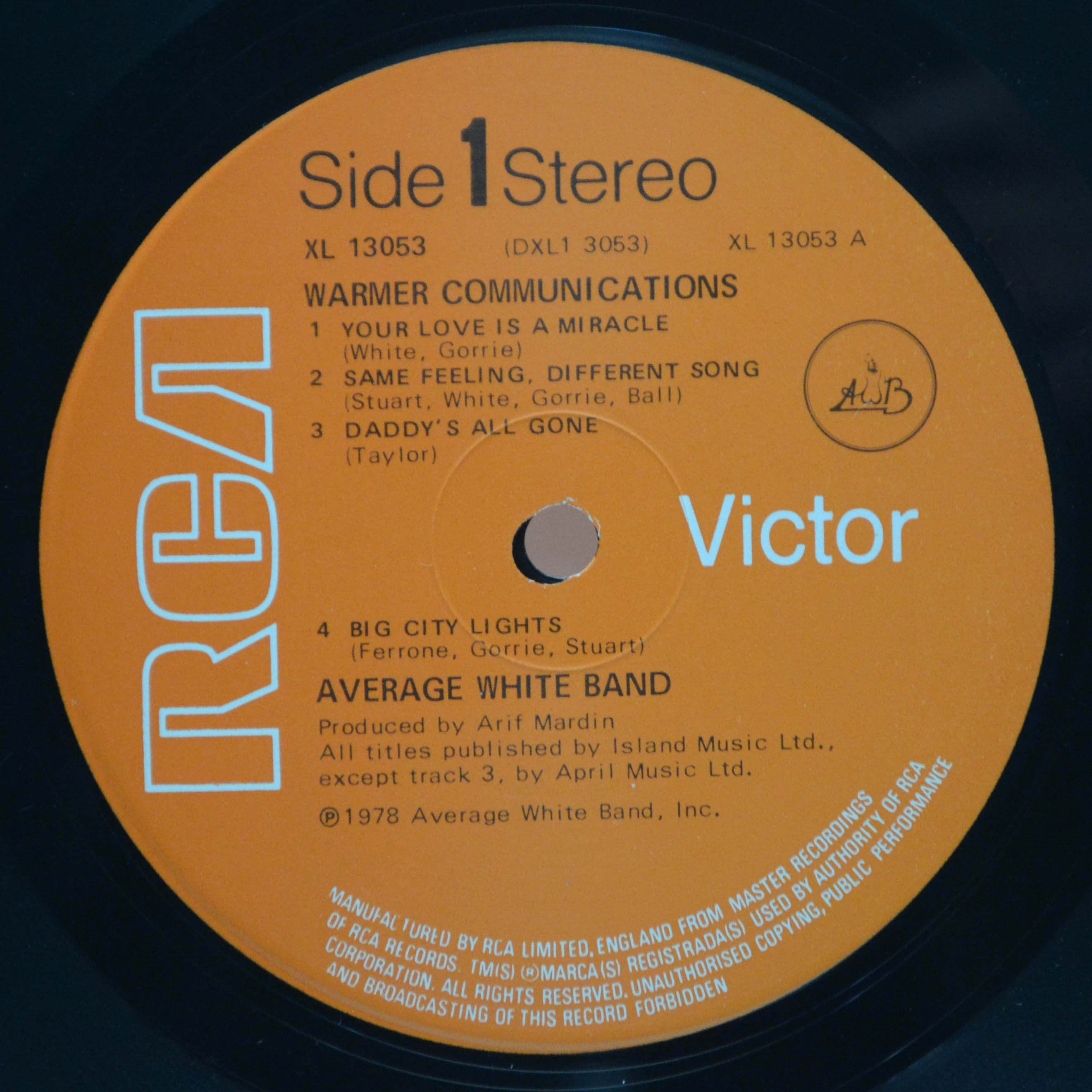 Виниловая пластинка Average White Band — Warmer Communications (UK), 1978