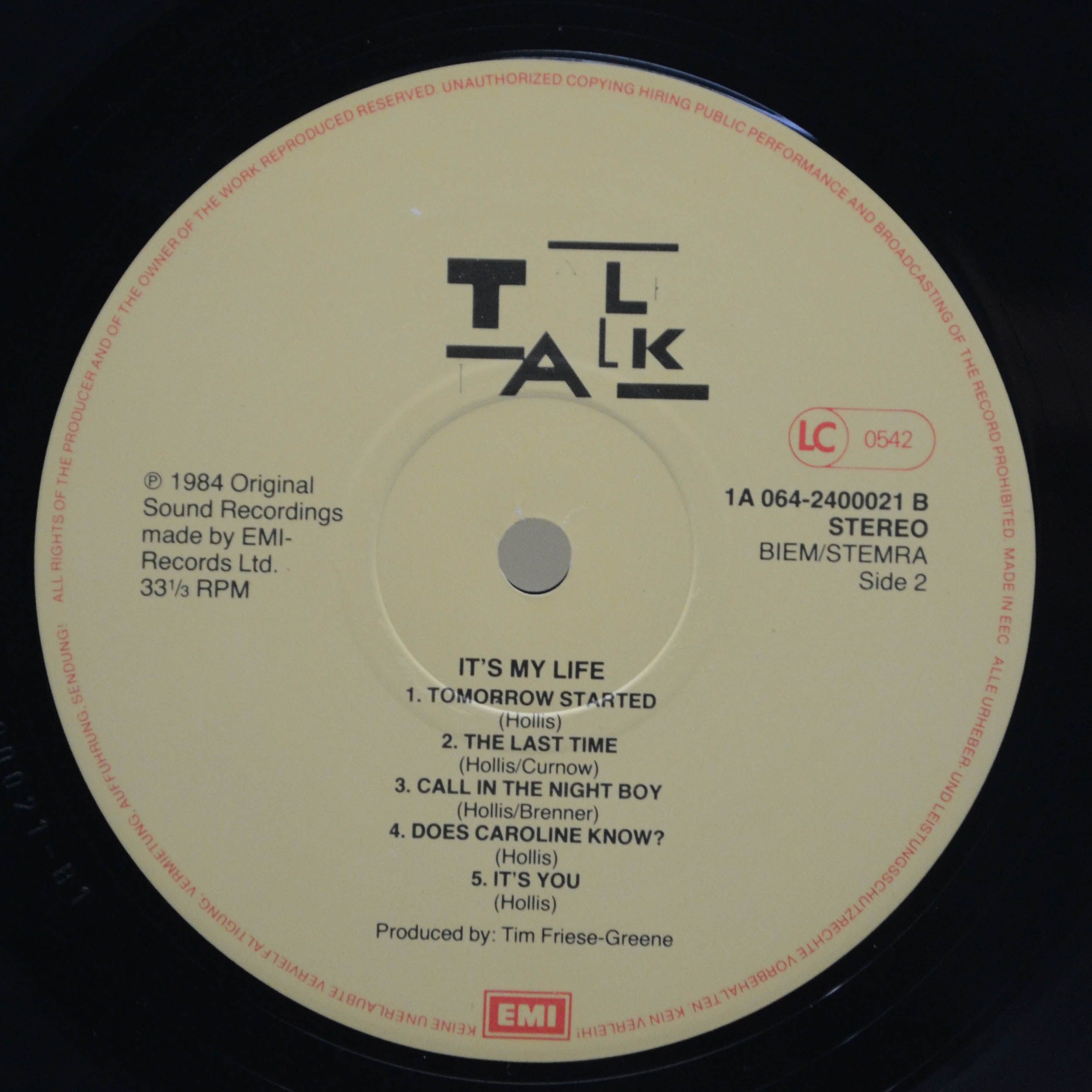 Виниловая пластинка Talk Talk — It's My Life, 1984