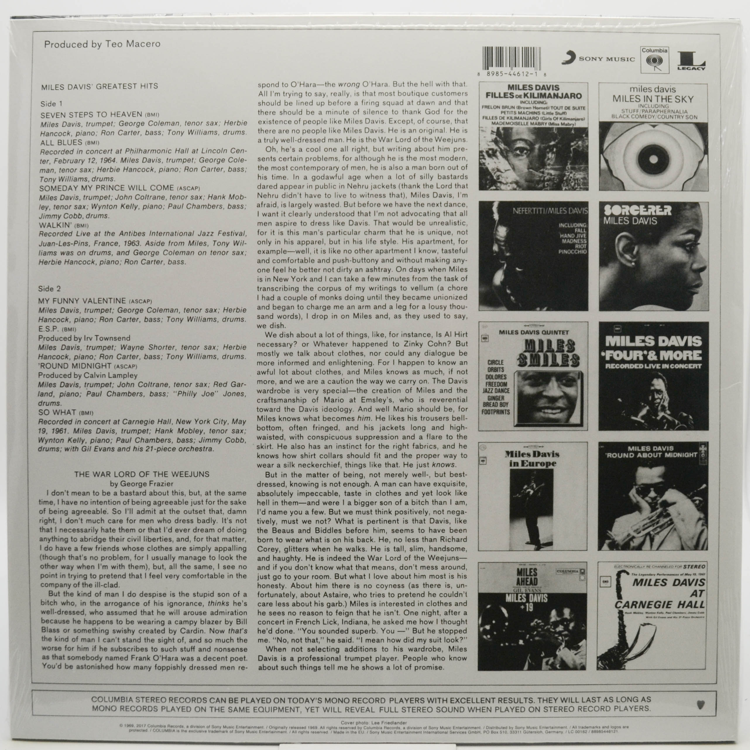 Виниловая пластинка Miles Davis — Miles Davis' Greatest Hits, 1969