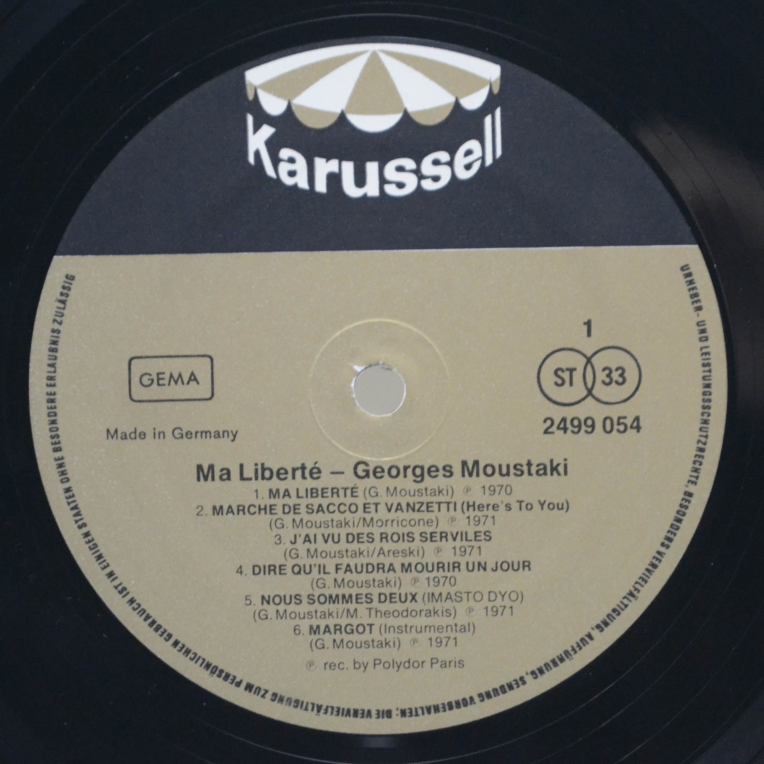 Виниловая пластинка Georges Moustaki — Ma Liberté, 1970