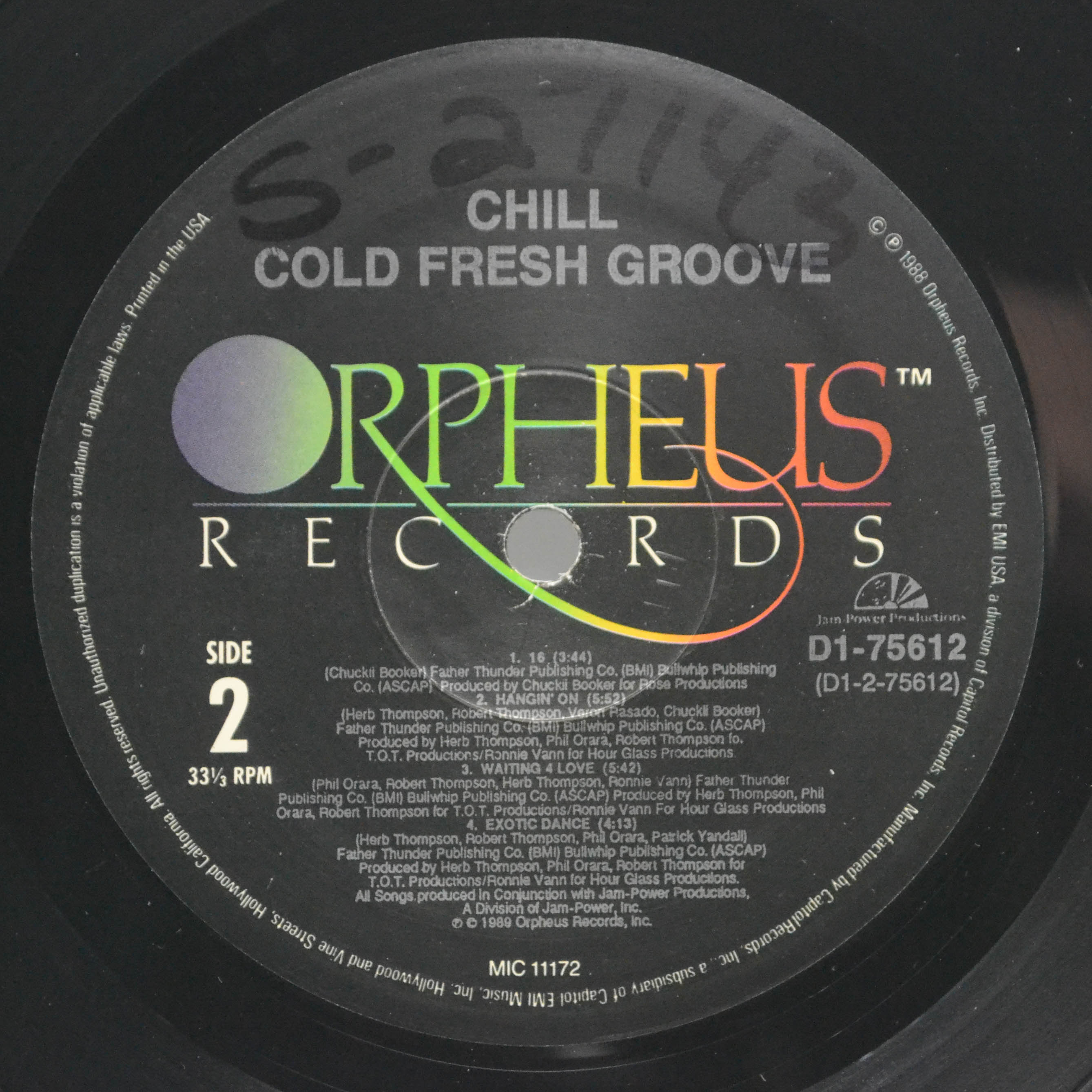 Виниловая пластинка Chill — Cold Fresh Groove (USA), 1989