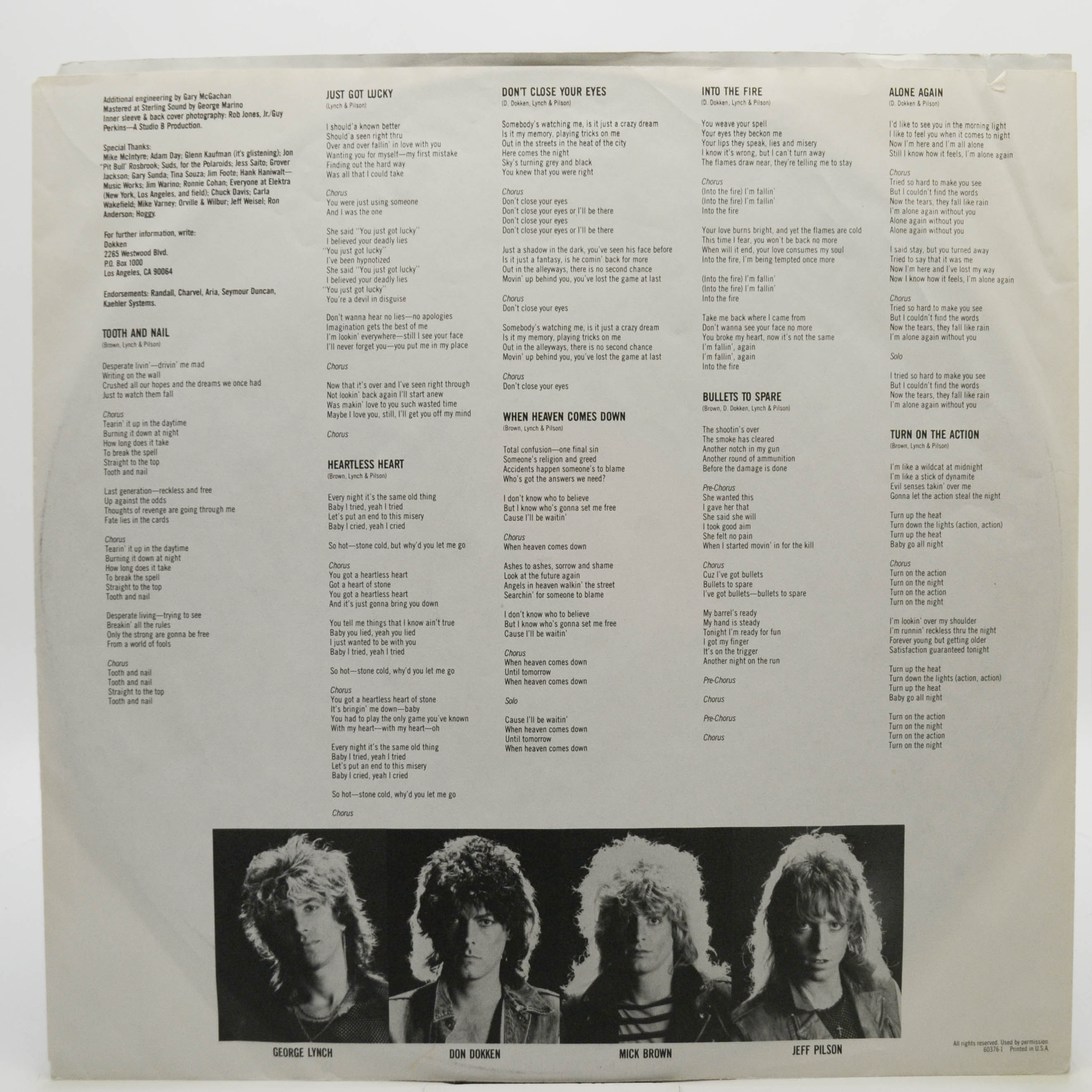 Виниловая пластинка Dokken — Tooth And Nail (1-st, USA), 1984