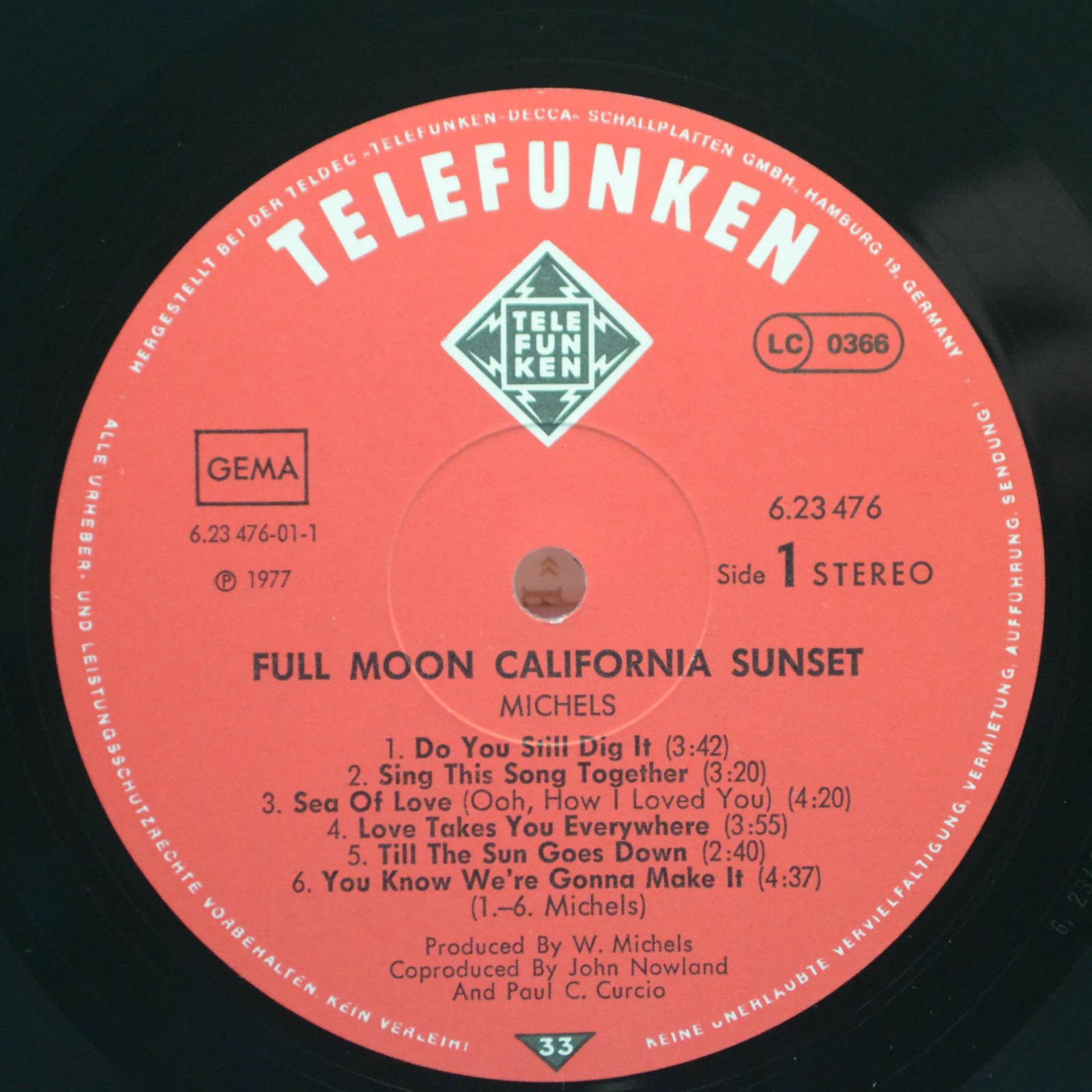 Виниловая пластинка Michels — Full Moon California Sunset, 1978