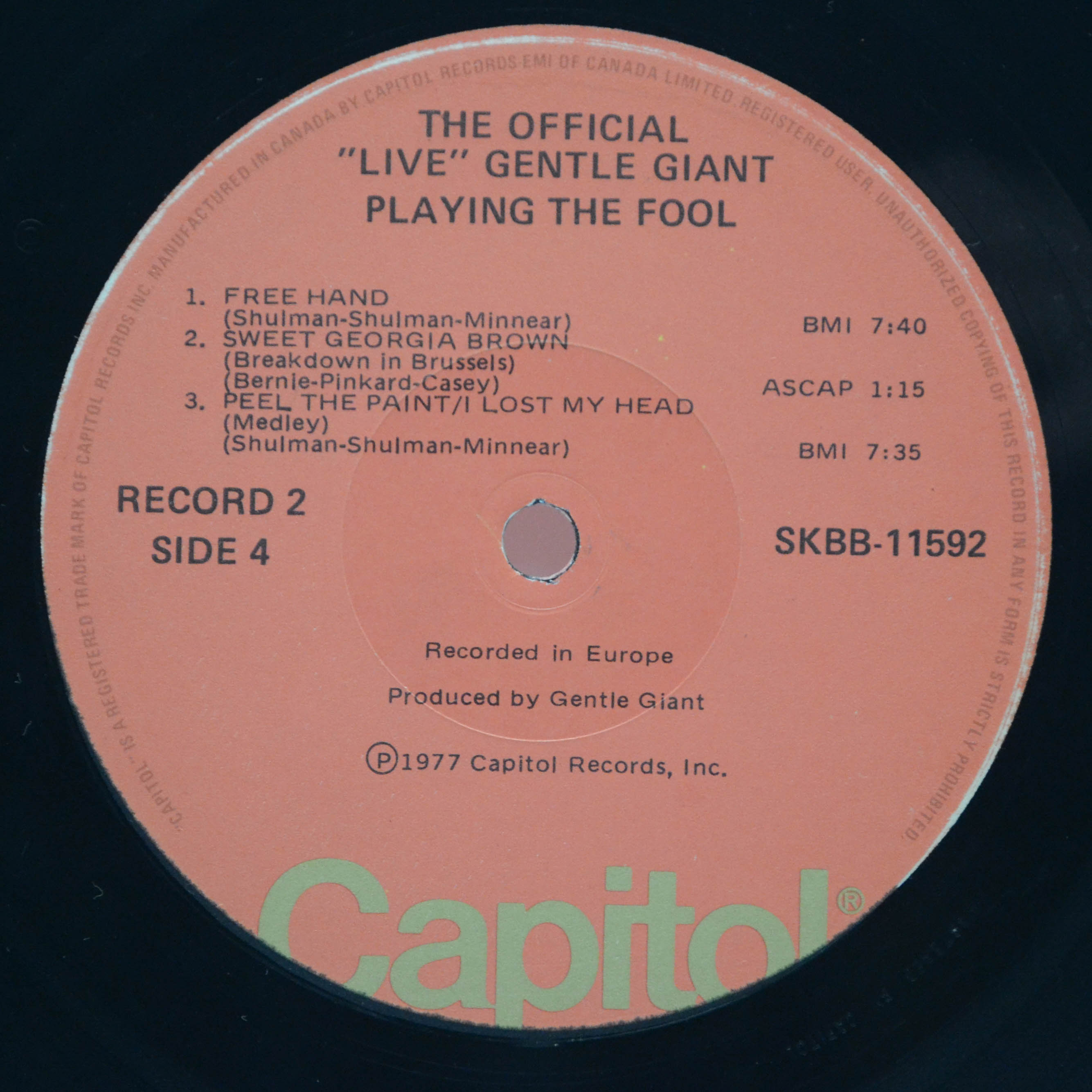 Gentle Giant — Playing The Fool (2LP), 1977