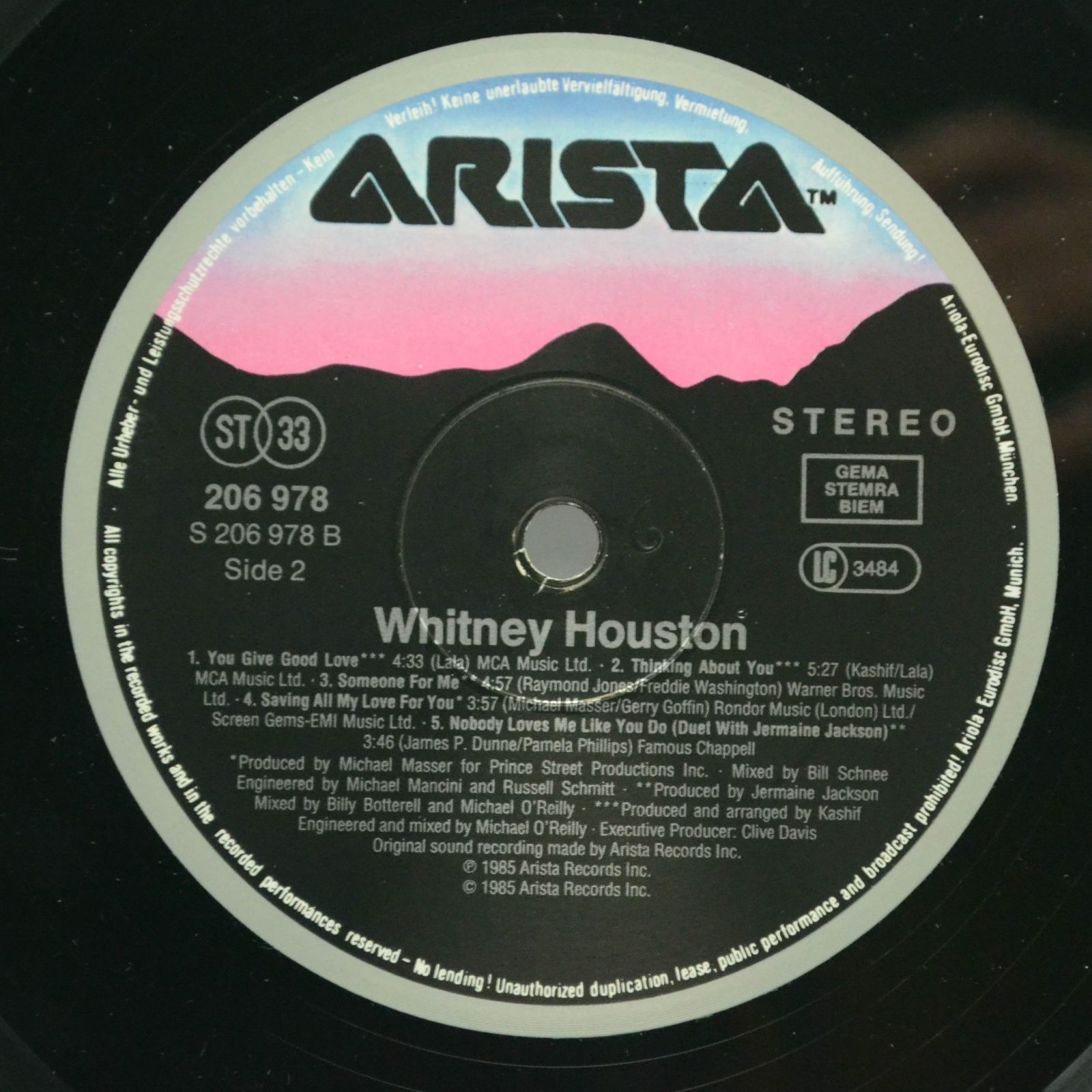 Виниловая пластинка Whitney Houston — Whitney Houston, 1986