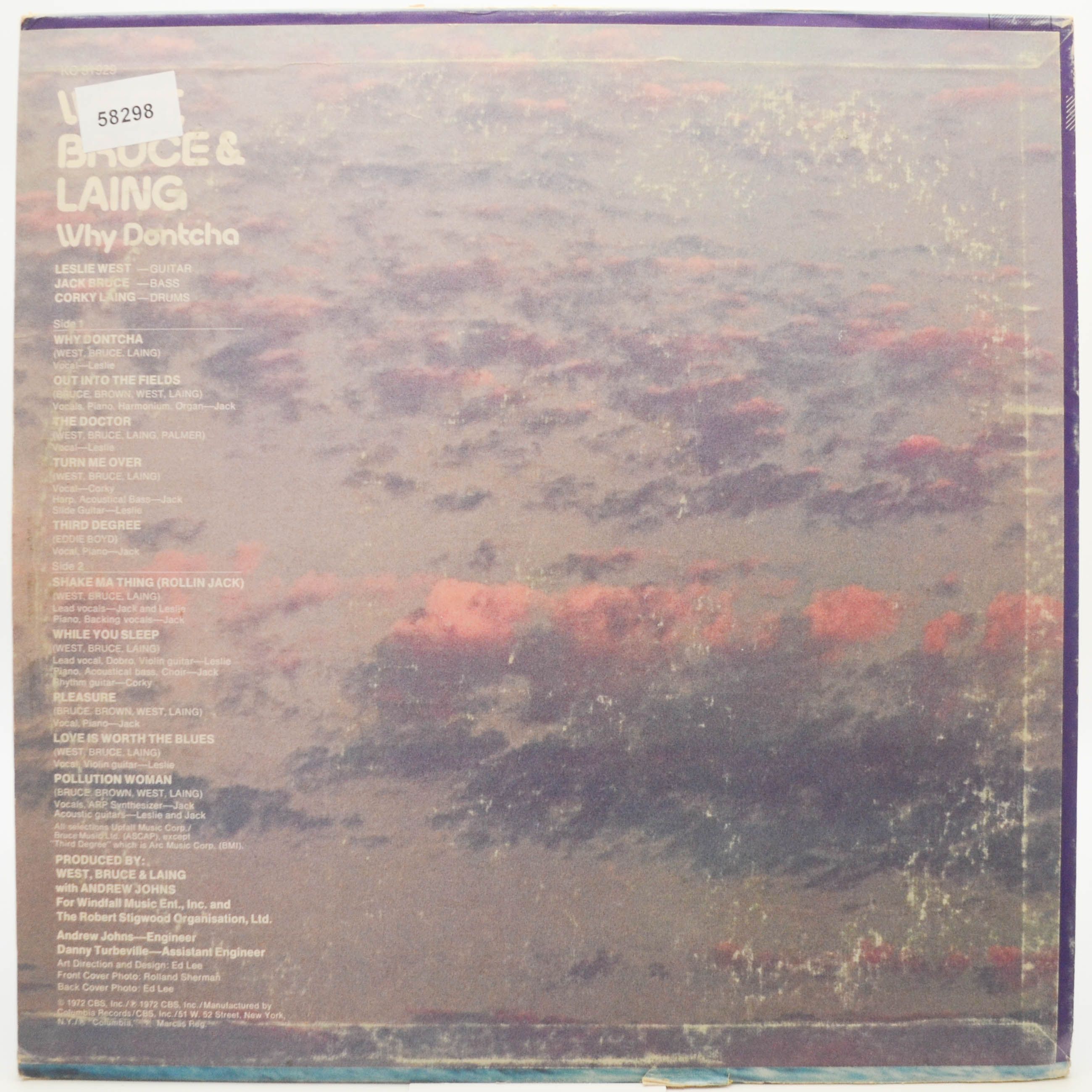 Виниловая пластинка West, Bruce & Laing — Why Dontcha (USA), 1972