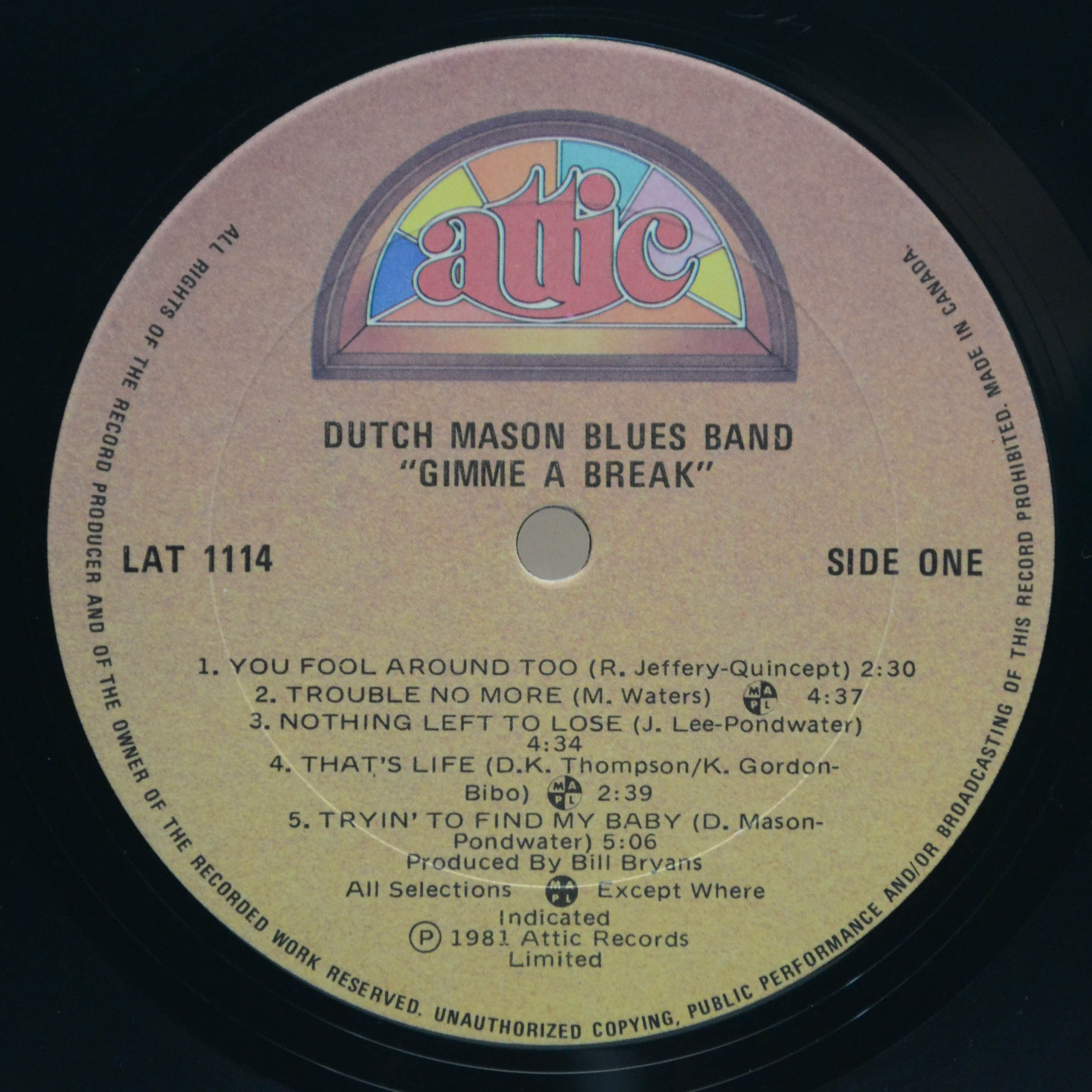 Виниловая пластинка Dutch Mason Blues Band — Gimme A Break, 1981