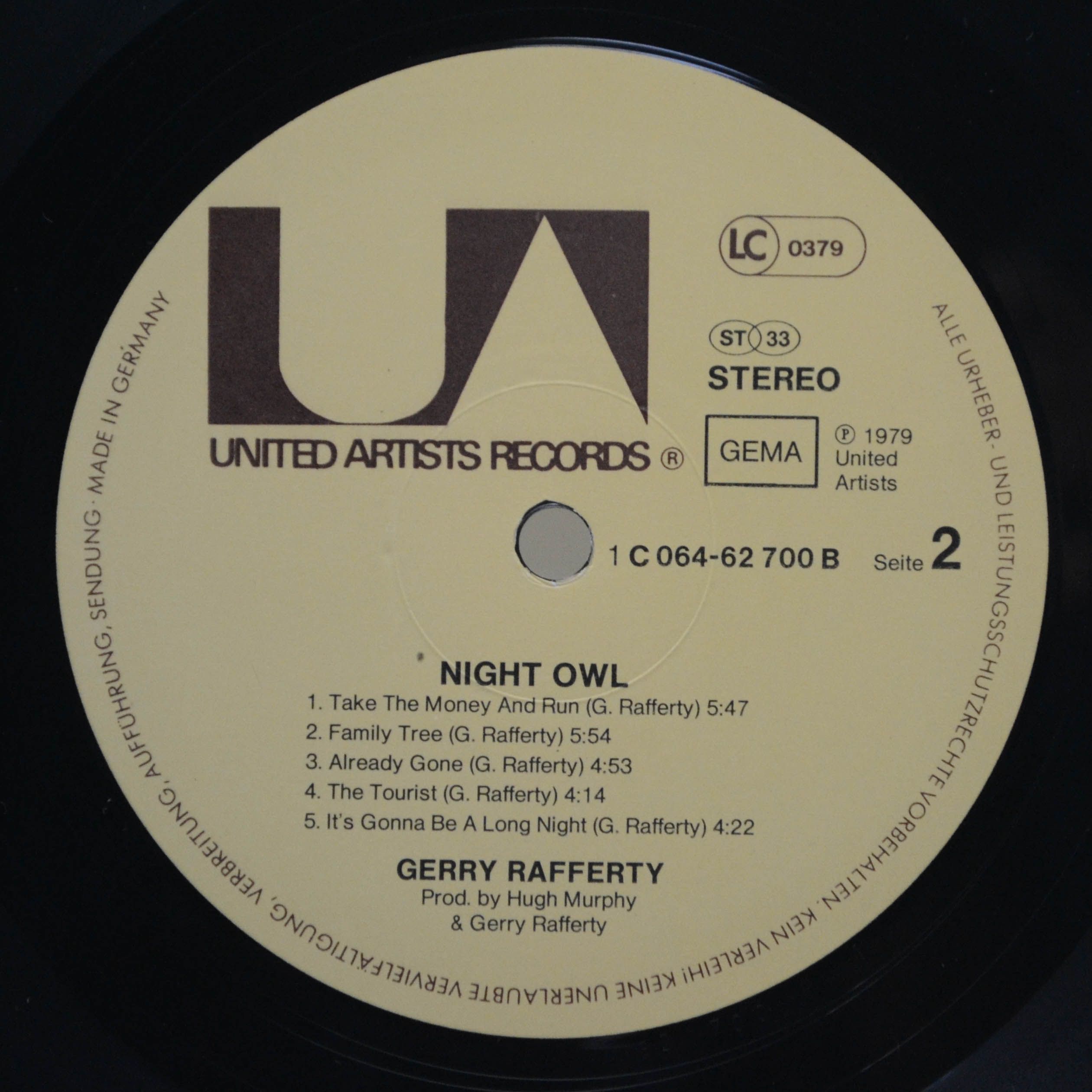 Виниловая пластинка Gerry Rafferty — Night Owl, 1979