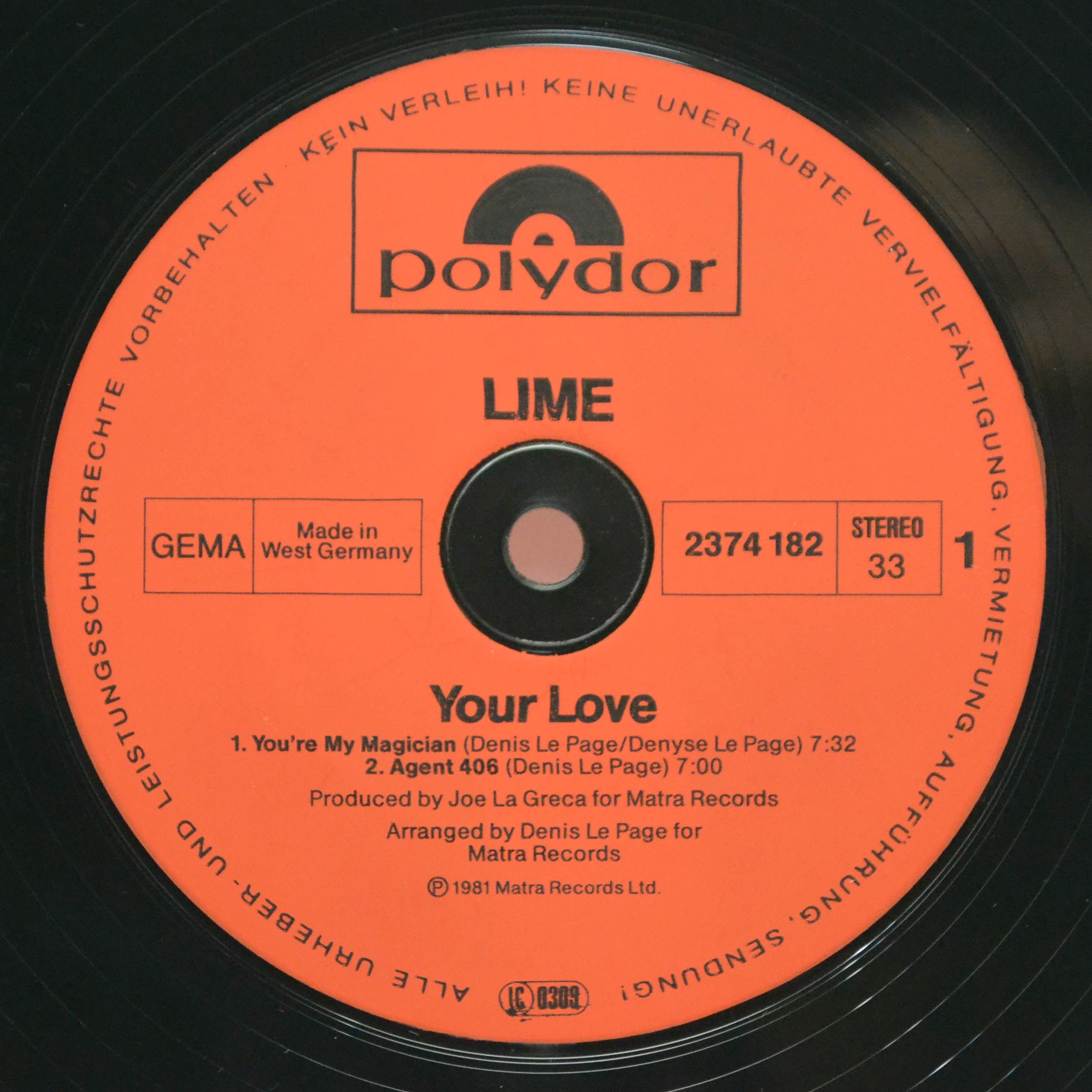 Виниловая пластинка Lime — Your Love, 1981