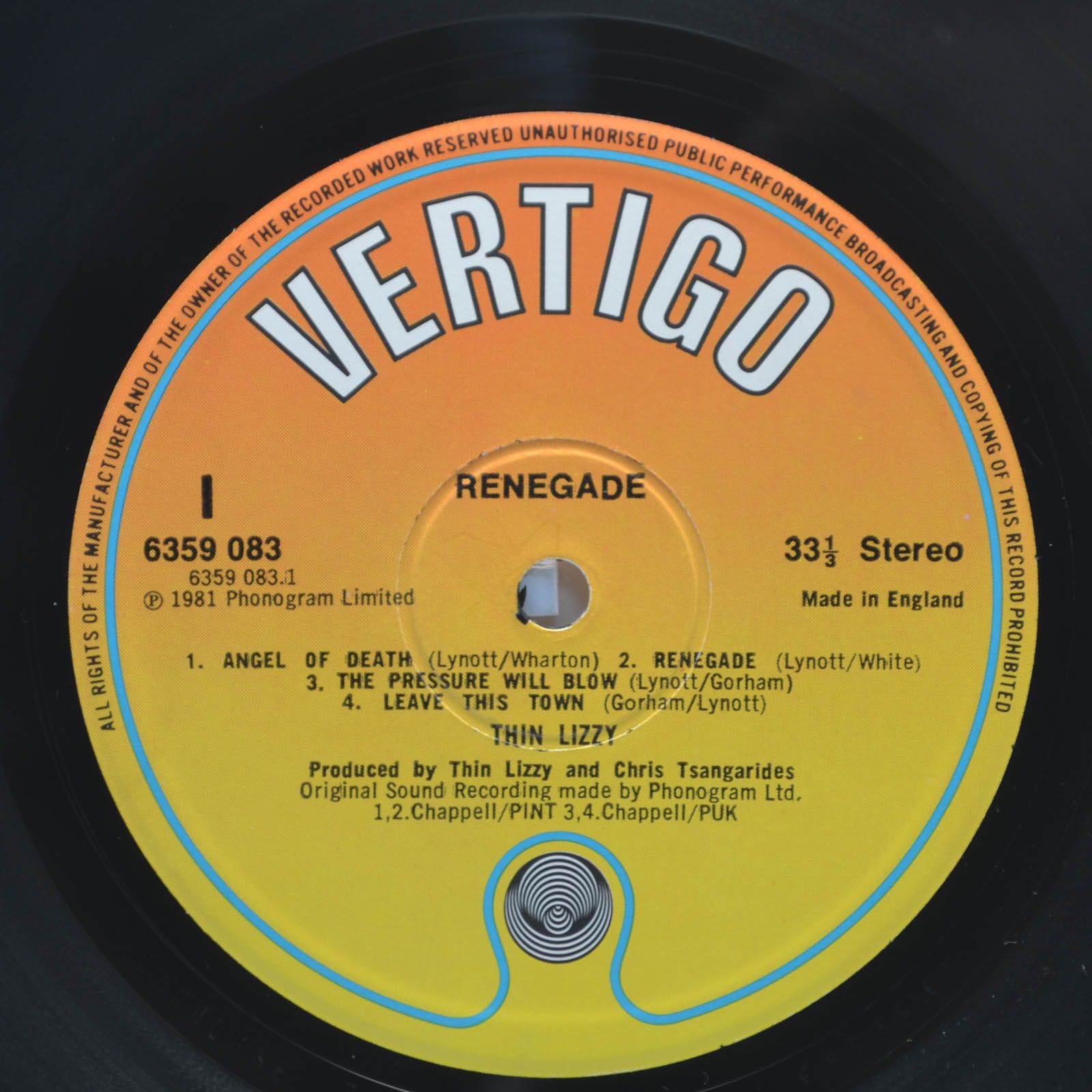 Виниловая пластинка Thin Lizzy — Renegade (1-st, UK), 1981