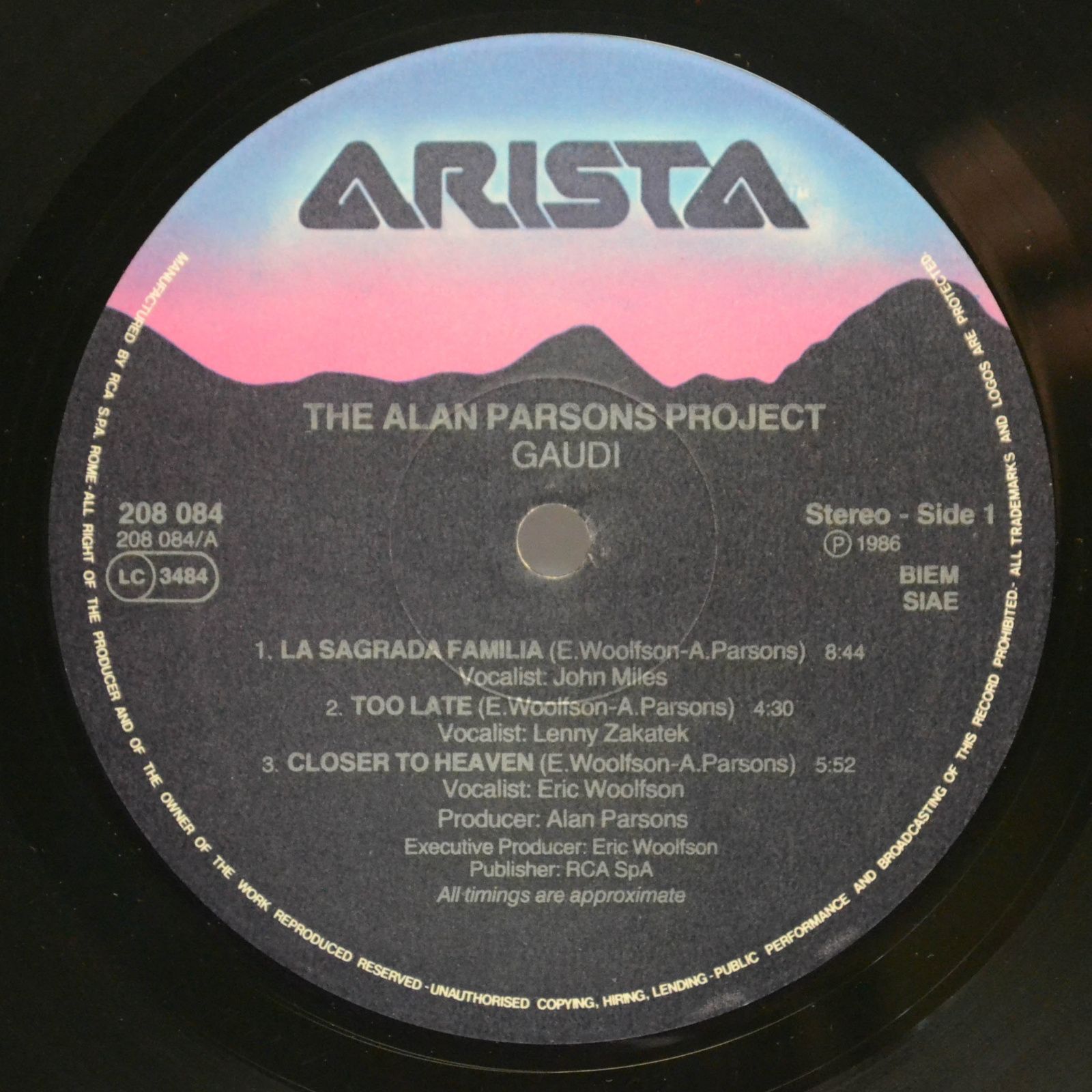 Виниловая пластинка The Alan Parsons Project — Gaudi, 1987