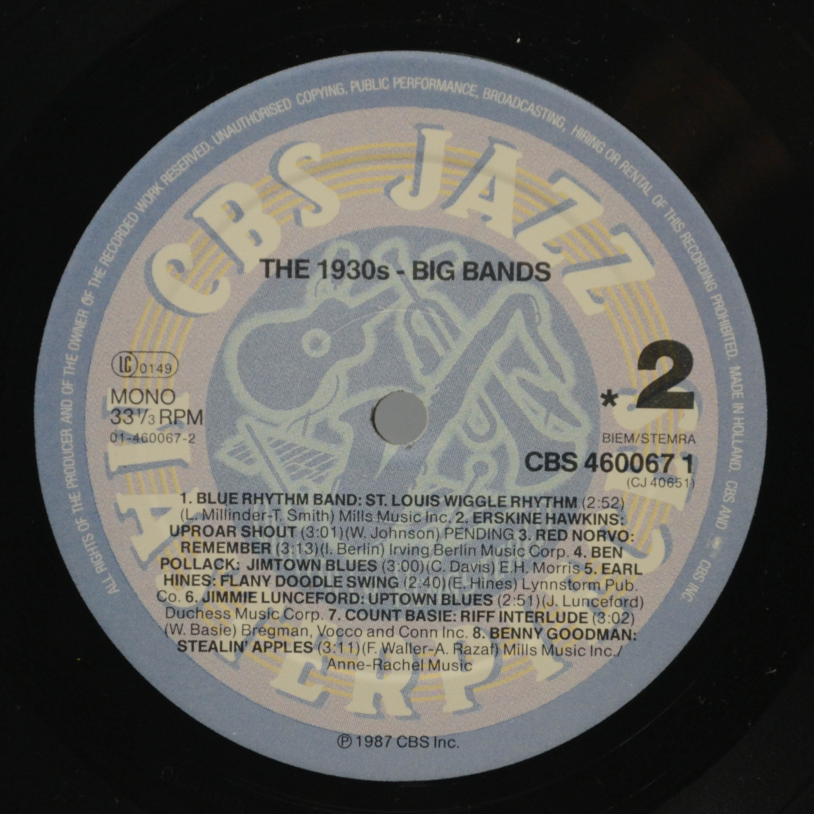 Various — 1930s Jazz Big Bands, 1987