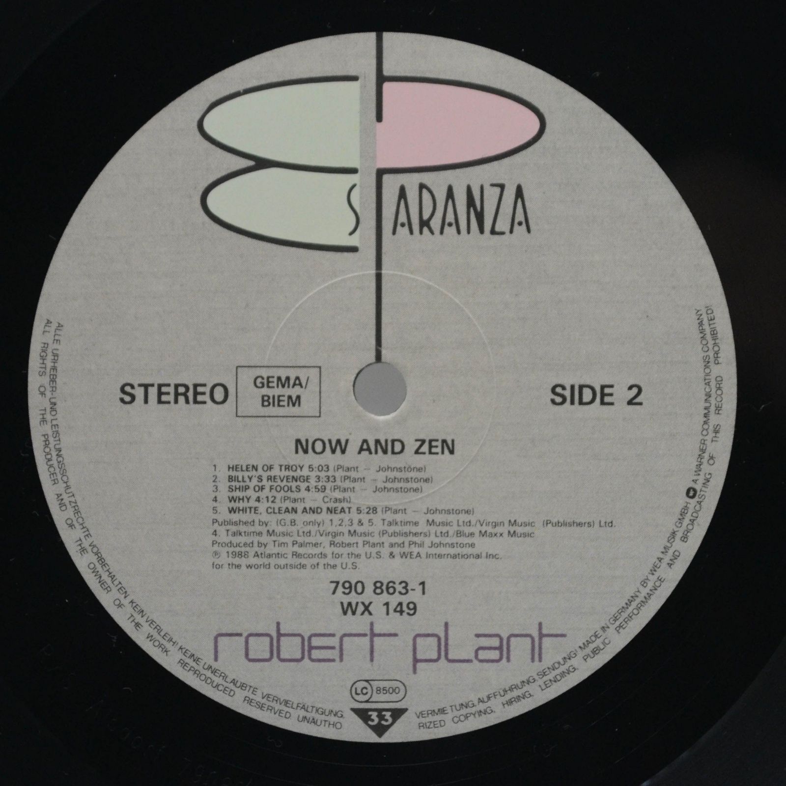 Виниловая пластинка Robert Plant — Now And Zen, 1988