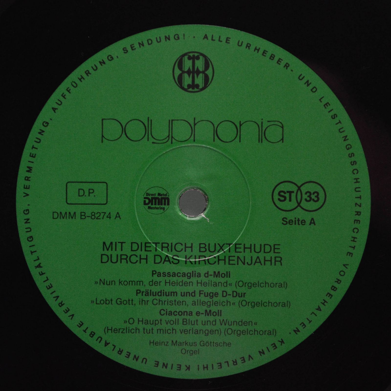 Виниловая пластинка Mit Dietrich Buxtehude — Durch Das Kirchenjahr, 1973