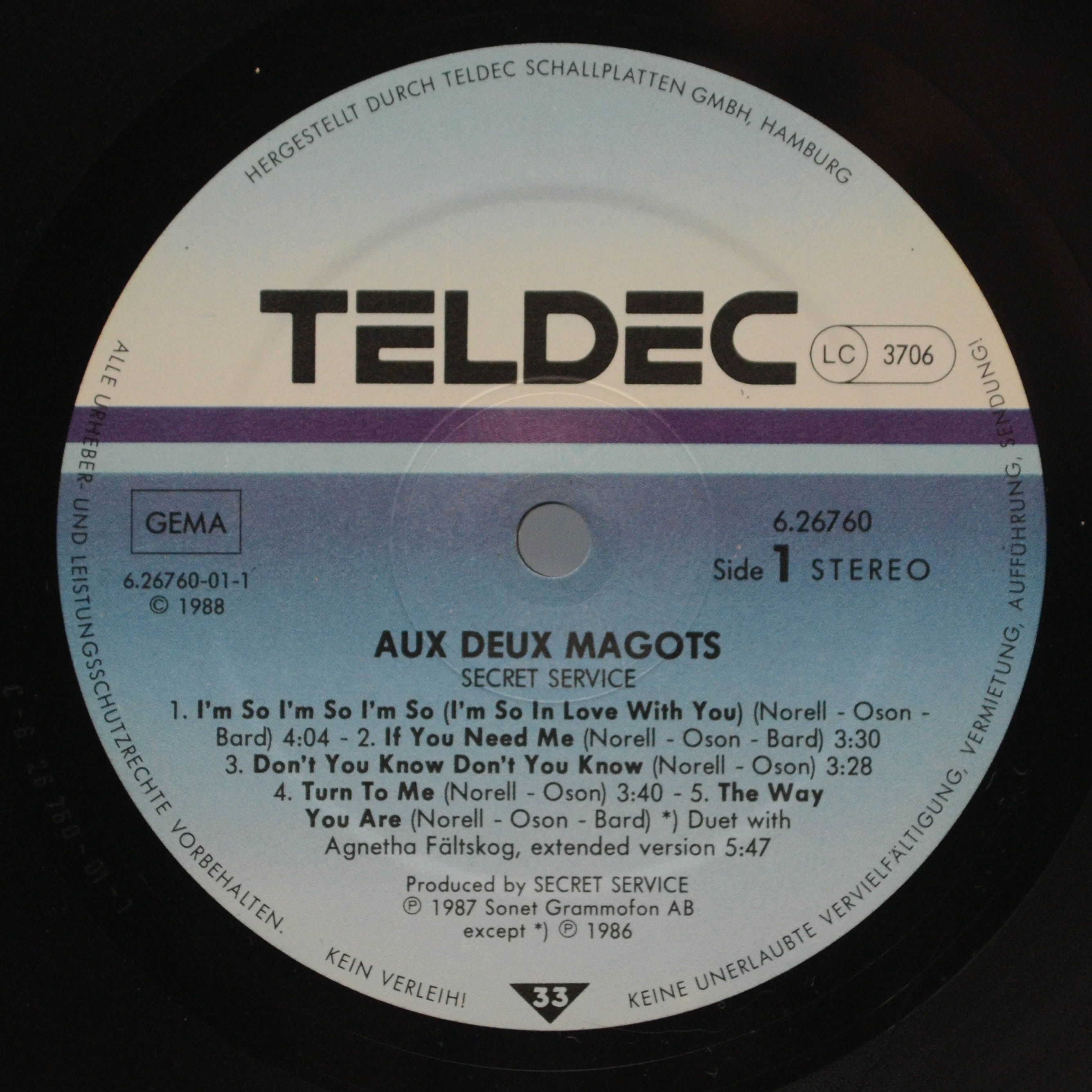 Secret Service — Aux Deux Magots, 1988