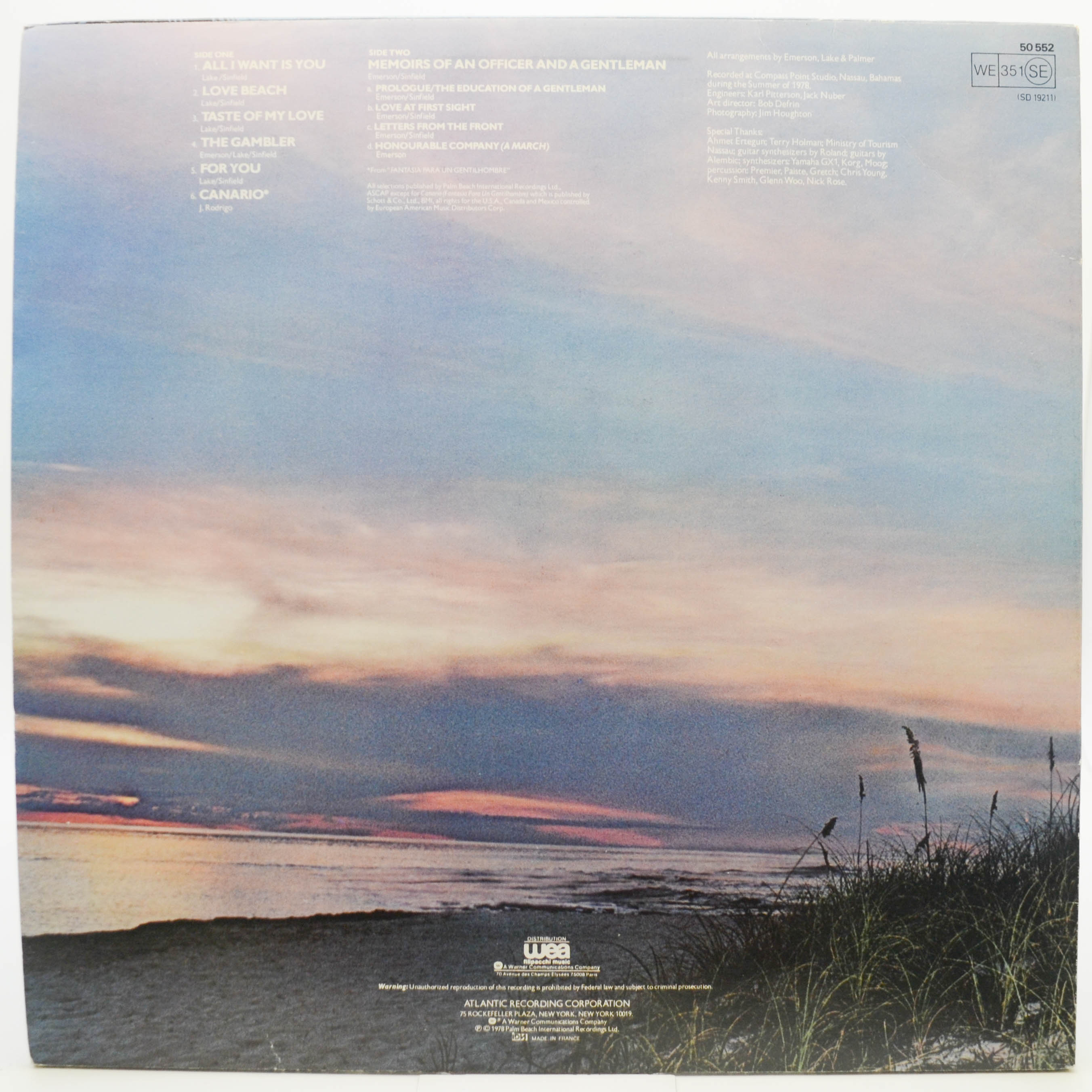 Виниловая пластинка Emerson, Lake & Palmer — Love Beach, 1978