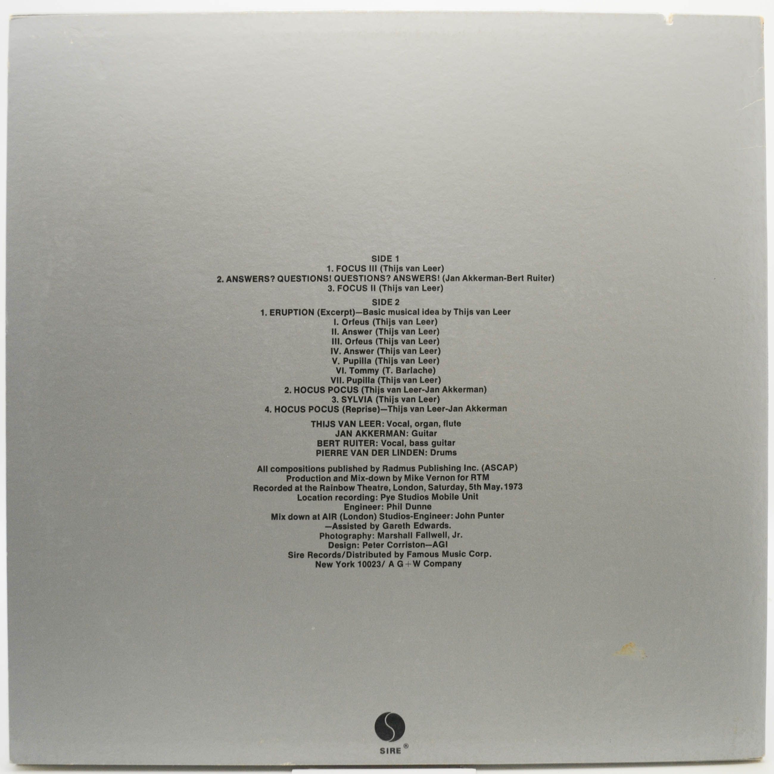 Виниловая пластинка Focus — Live At The Rainbow (USA), 1973