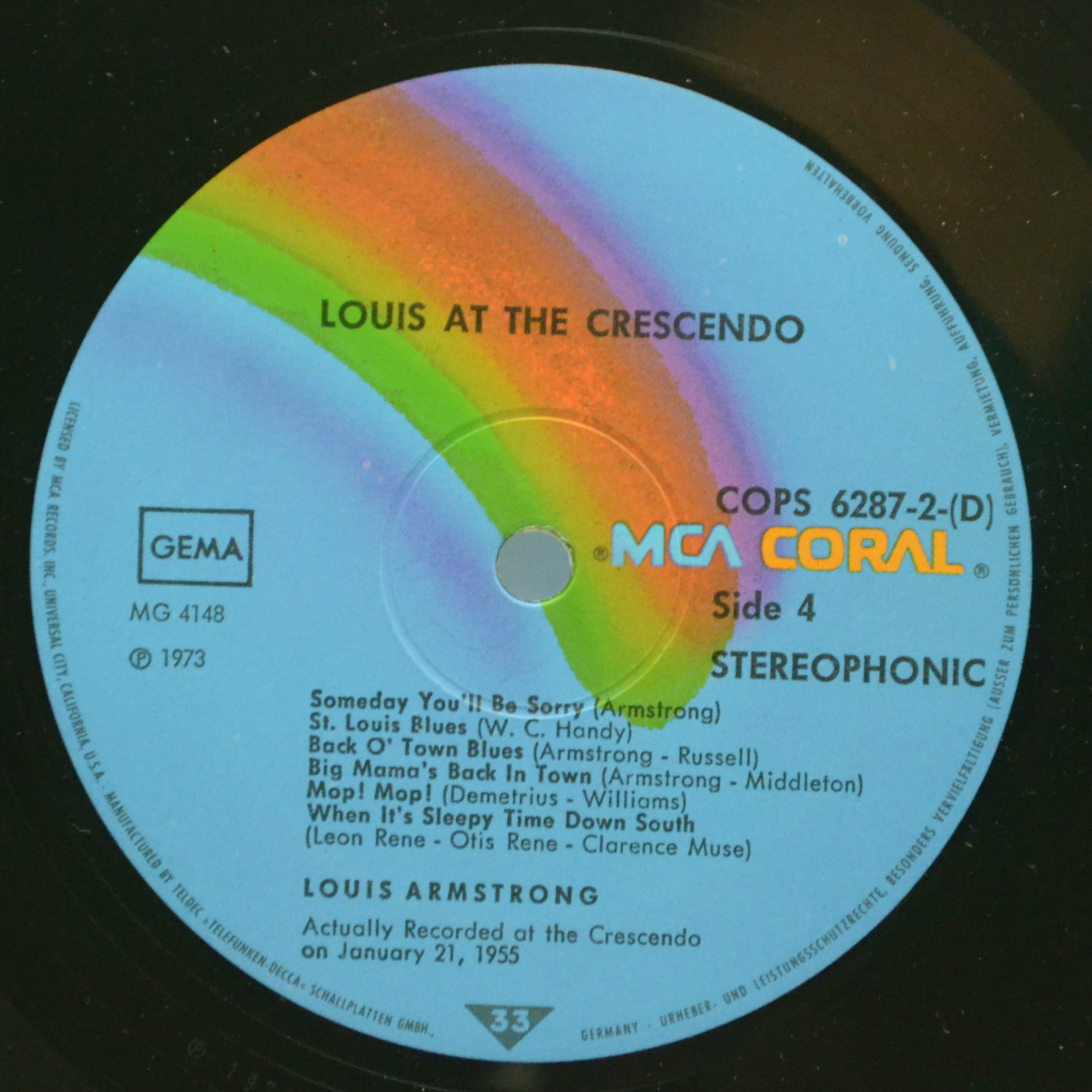 Виниловая пластинка Louis Armstrong — Louis At The Crescendo (2LP), 1975