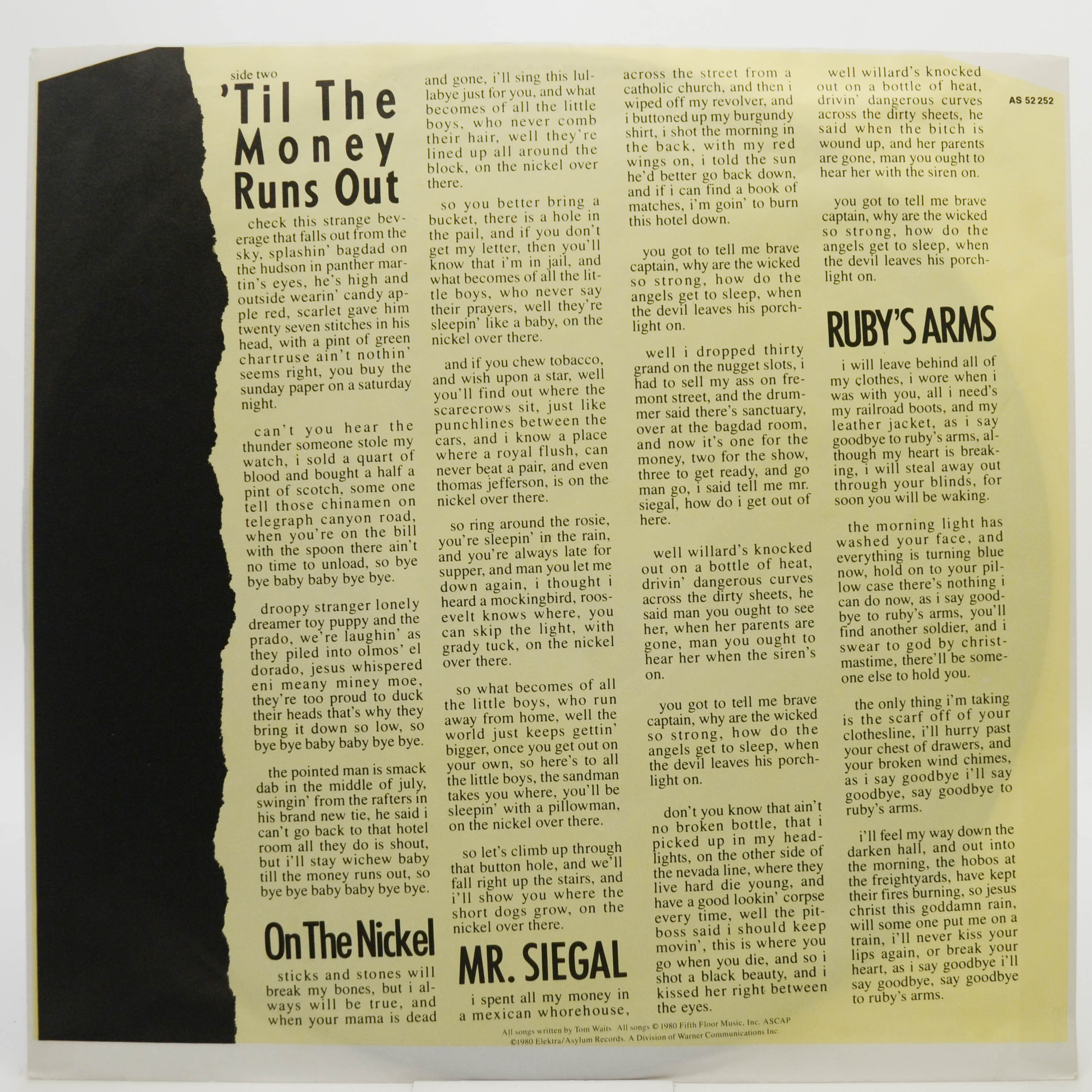 Tom Waits — Heartattack And Vine, 1980