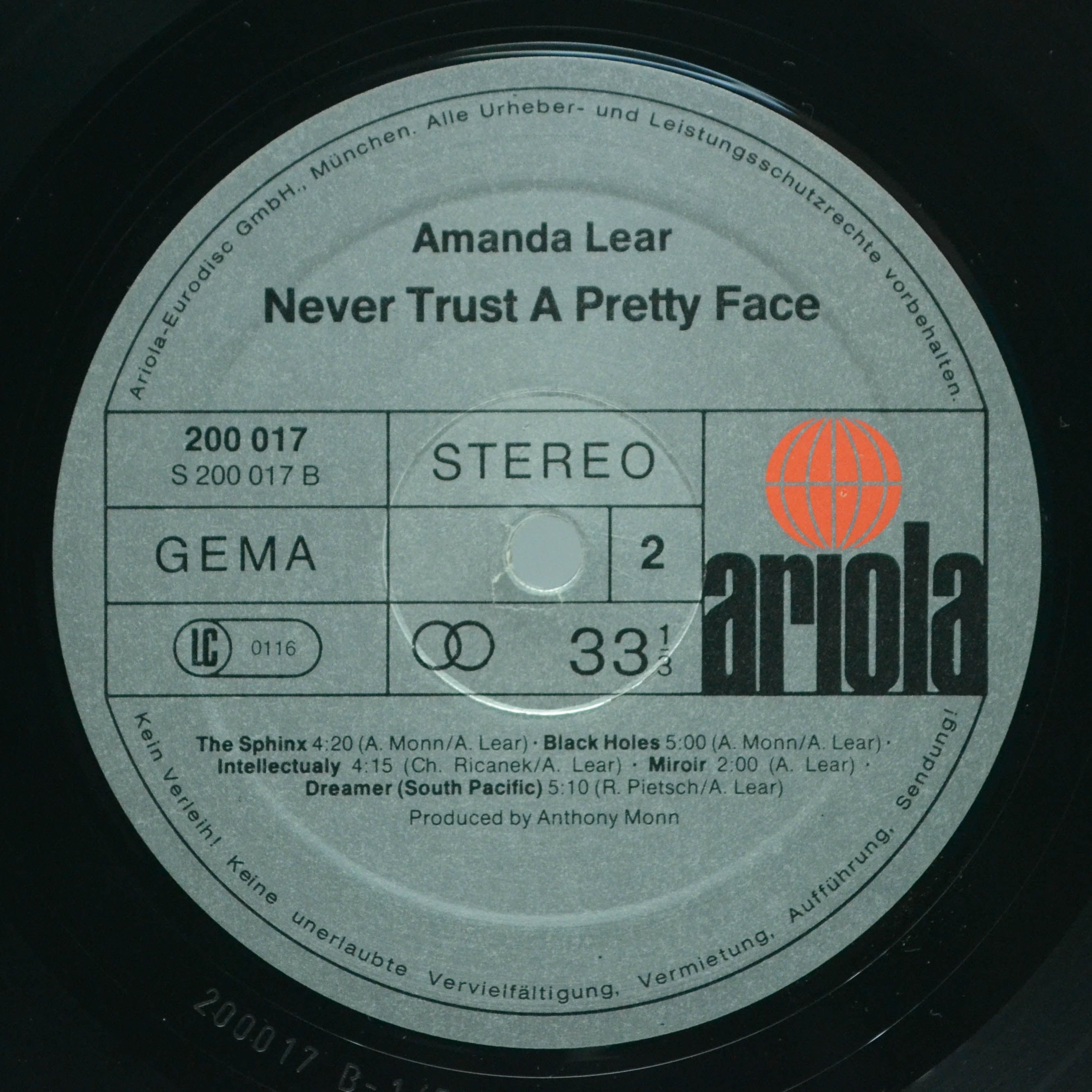 Виниловая пластинка Amanda Lear — Never Trust A Pretty Face, 1979