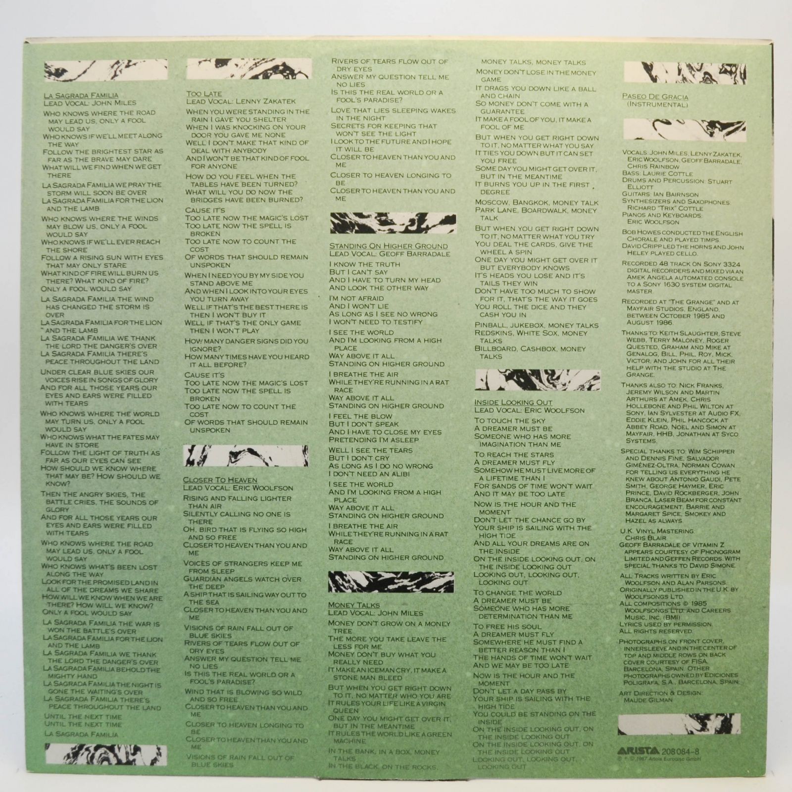 Виниловая пластинка The Alan Parsons Project — Gaudi, 1987