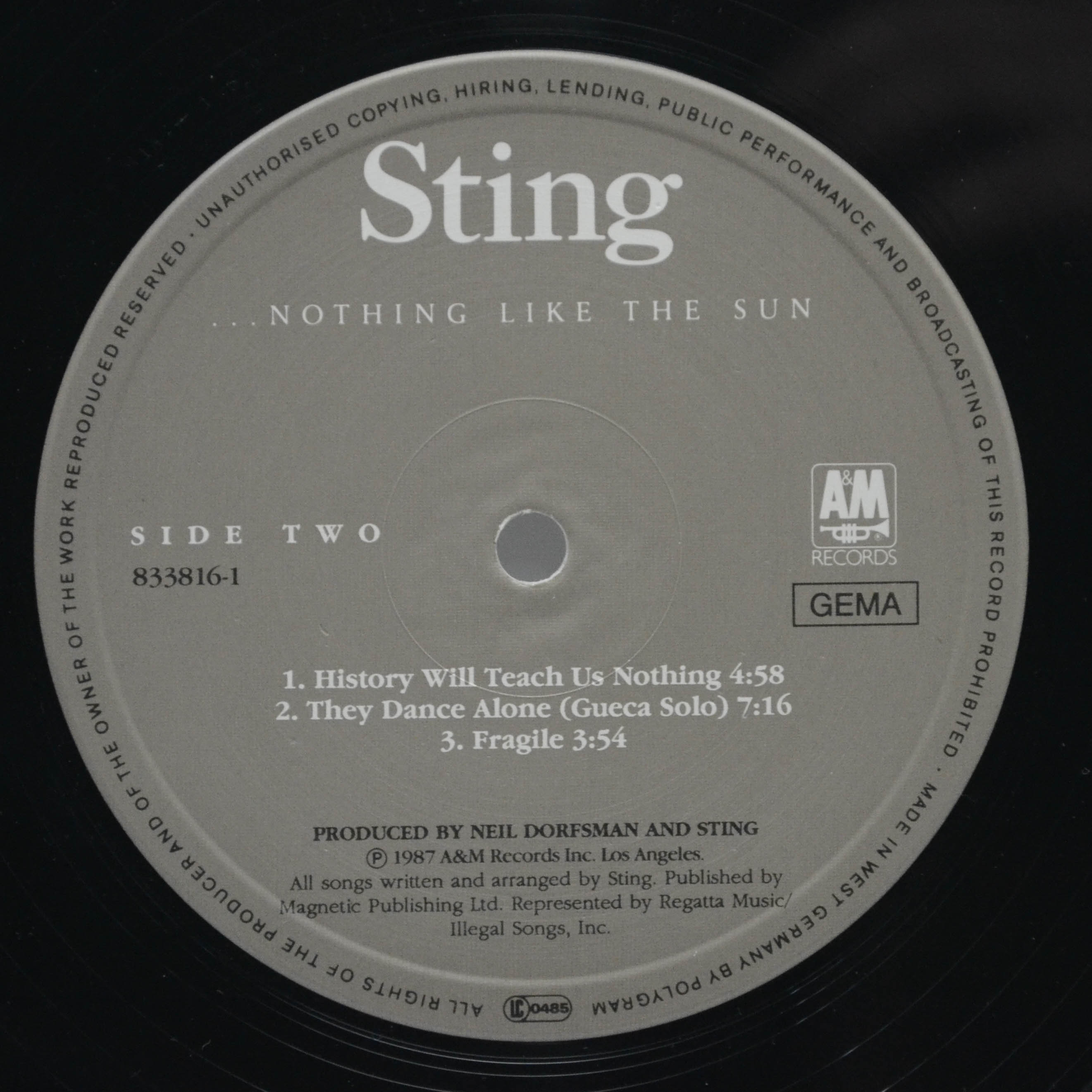 Sting — ...Nothing Like The Sun (2LP), 1987