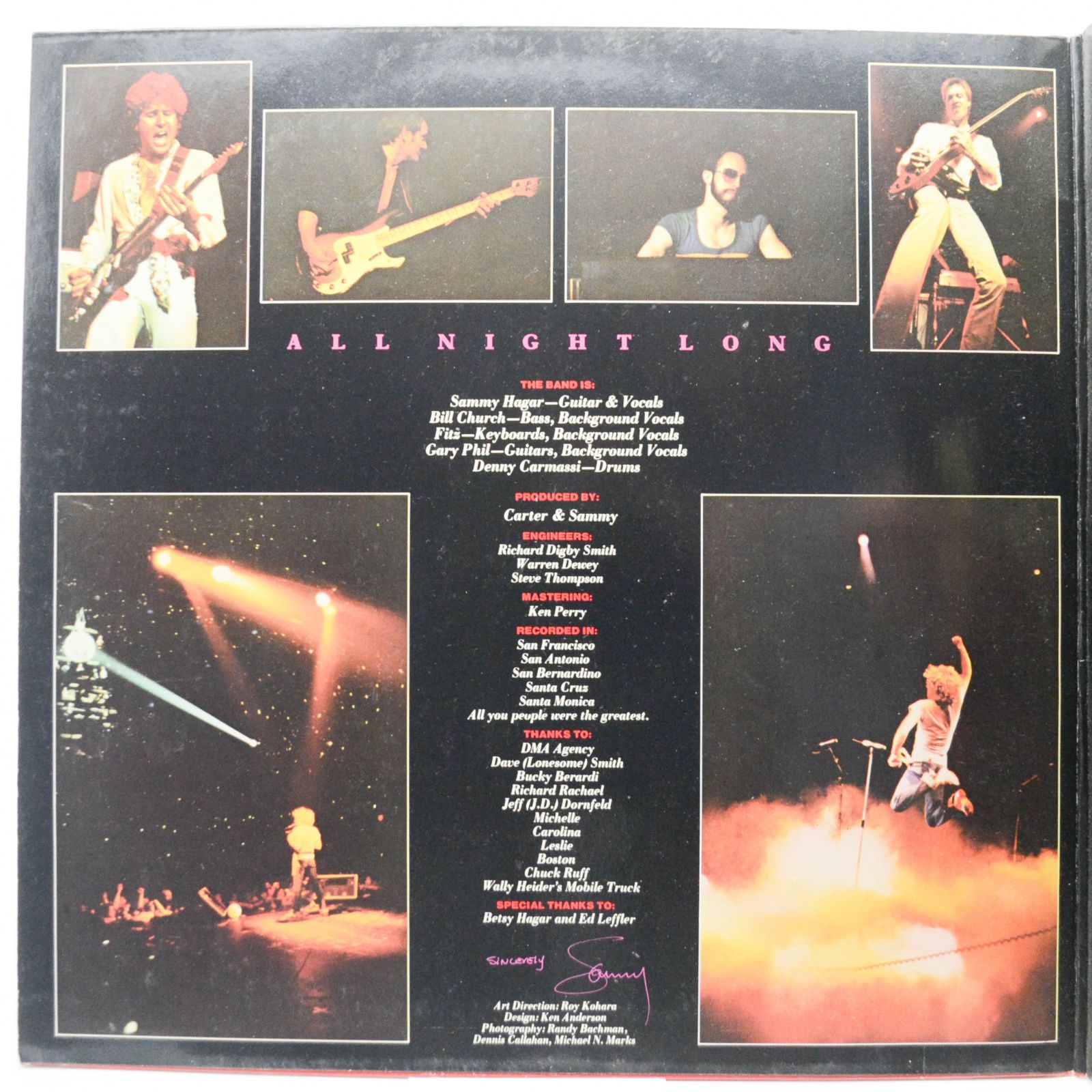 Виниловая пластинка Sammy Hagar — All Night Long, 1978