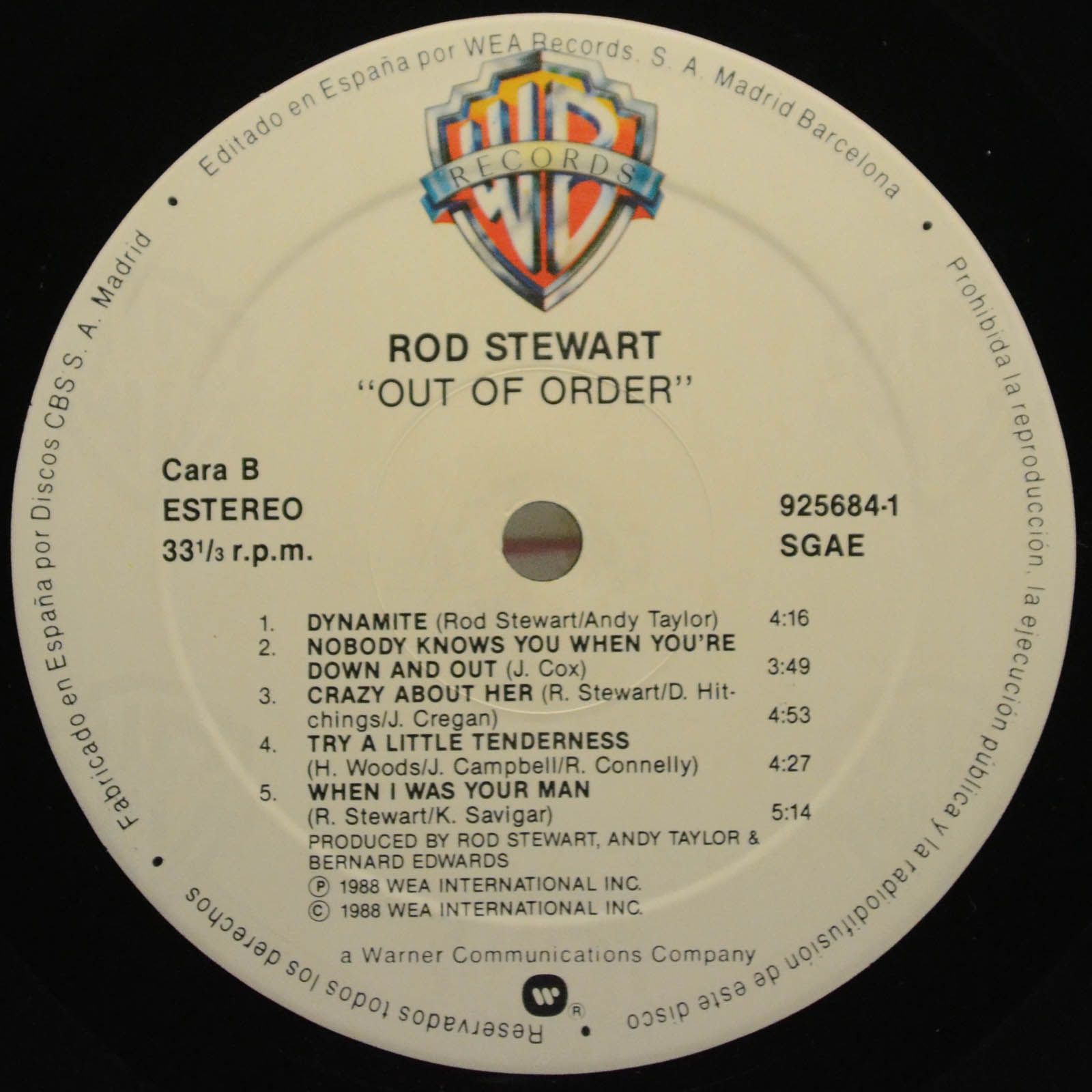 Rod Stewart — Out Of Order, 1988