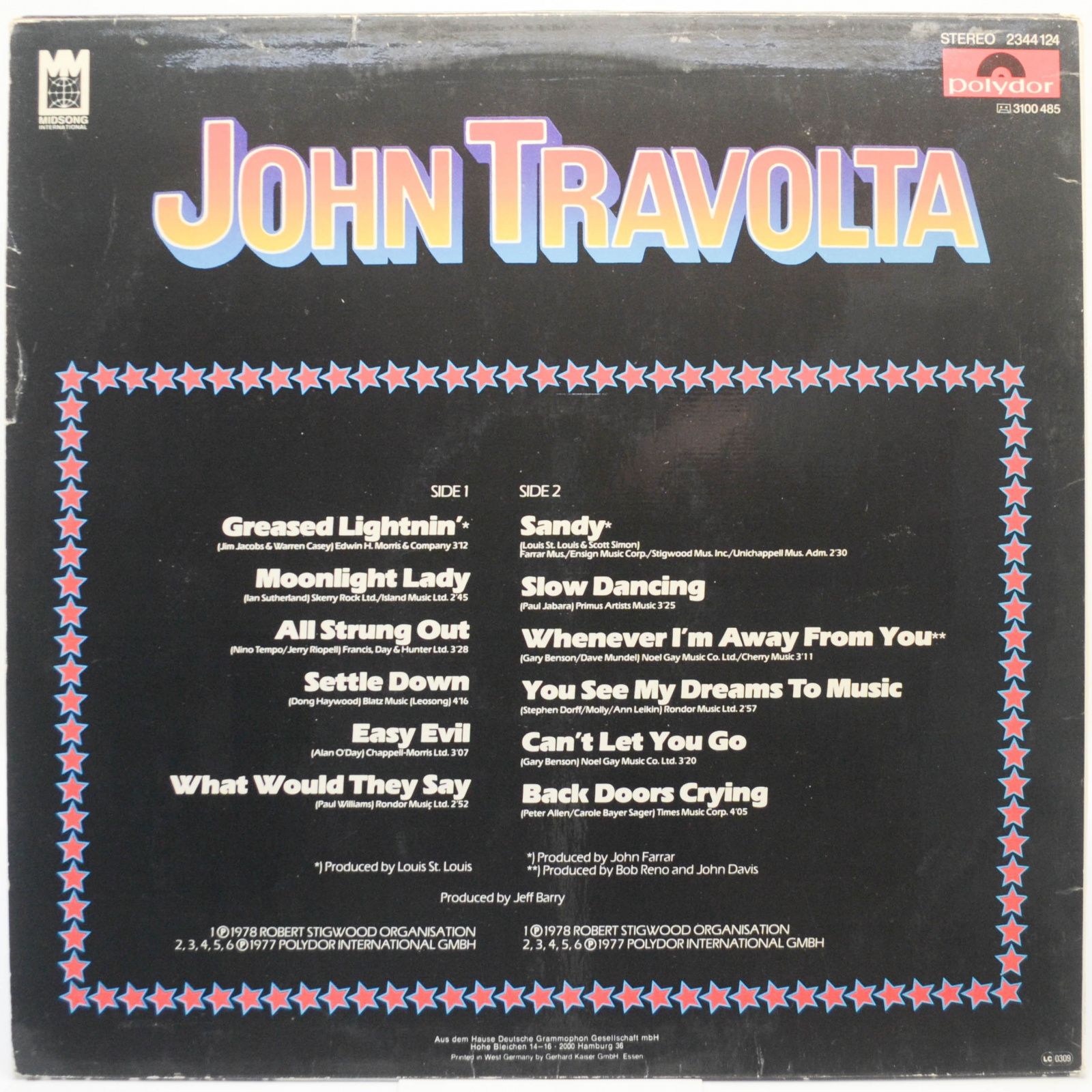 Виниловая пластинка John Travolta — John Travolta, 1978