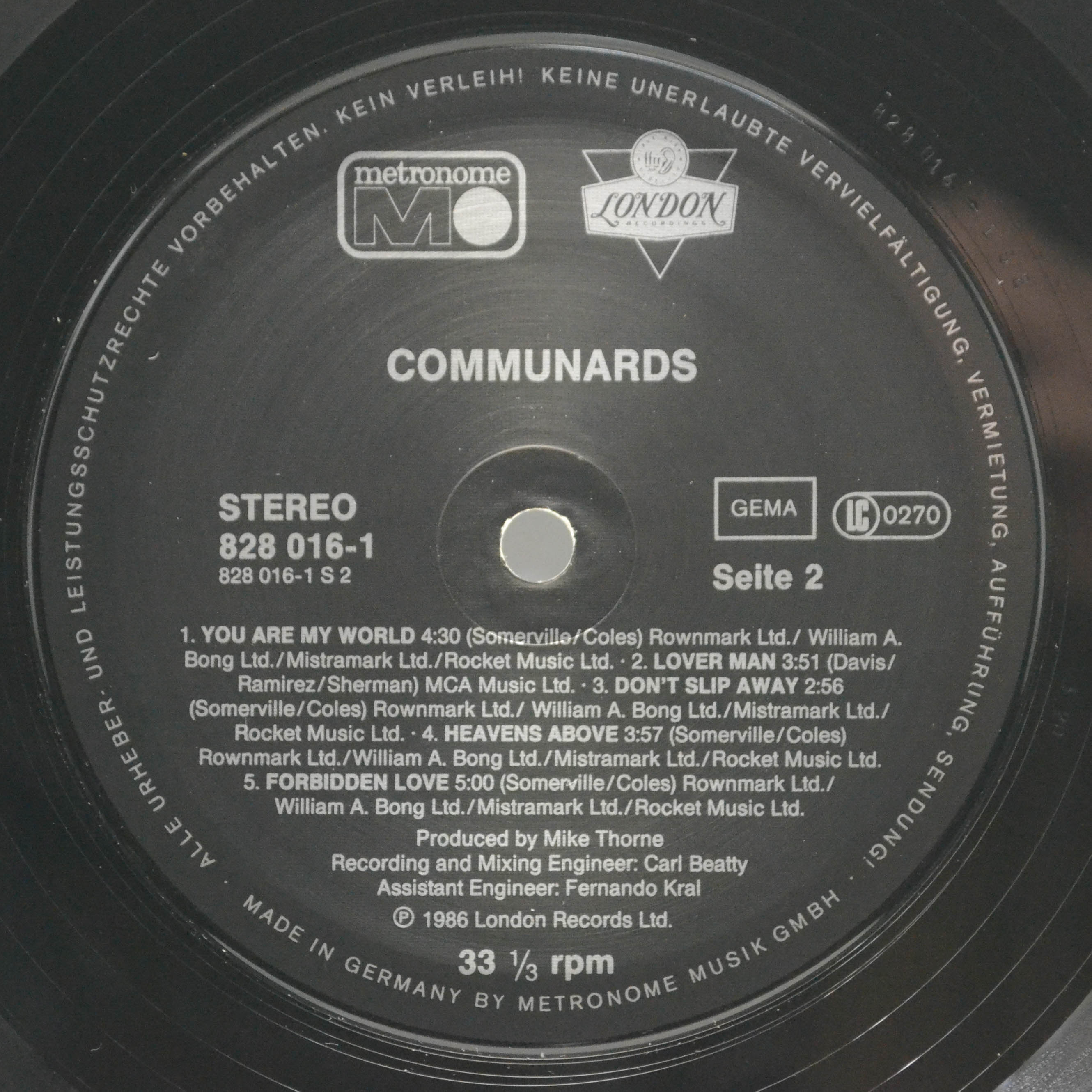Виниловая пластинка Communards — Communards, 1986