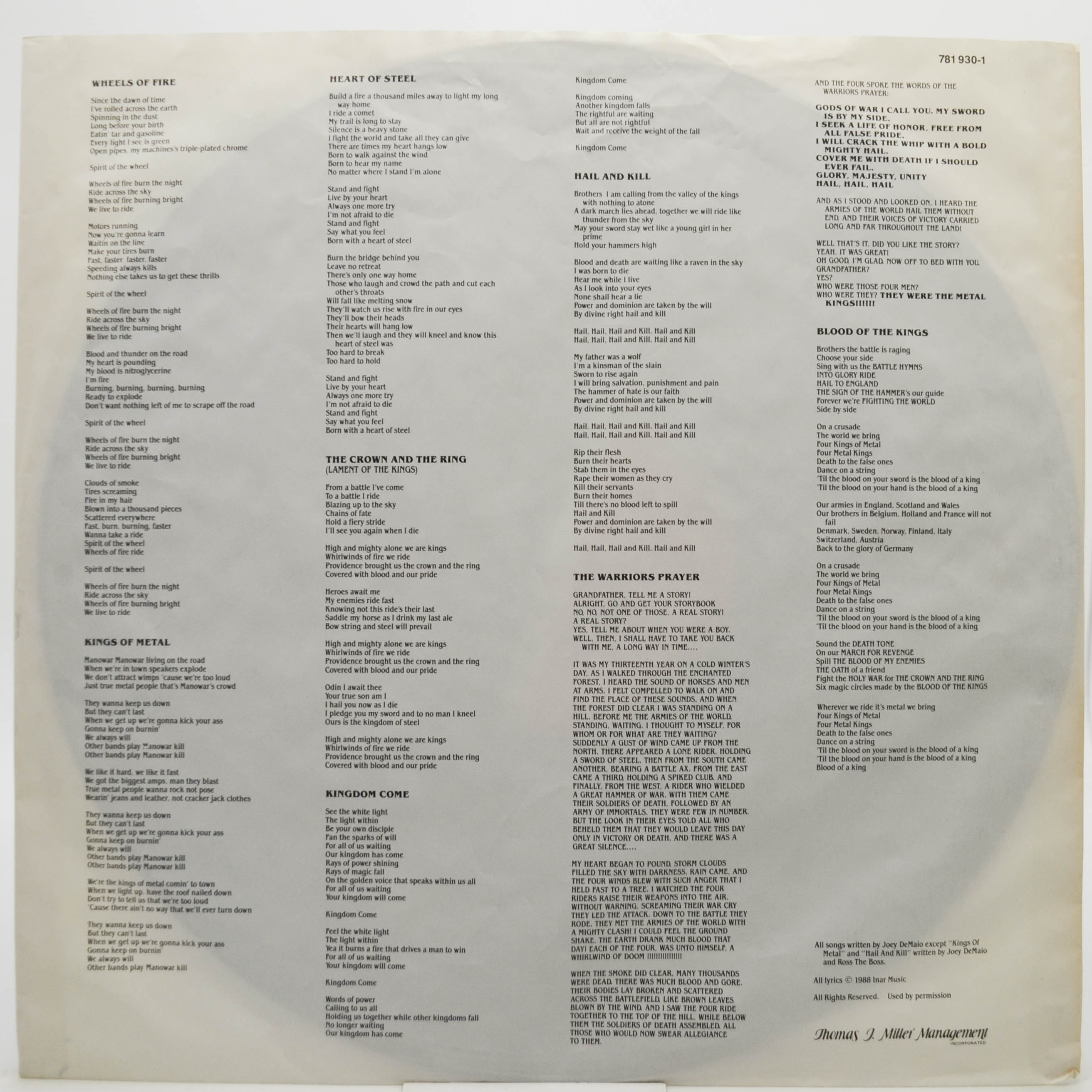 Manowar — Kings Of Metal, 1988