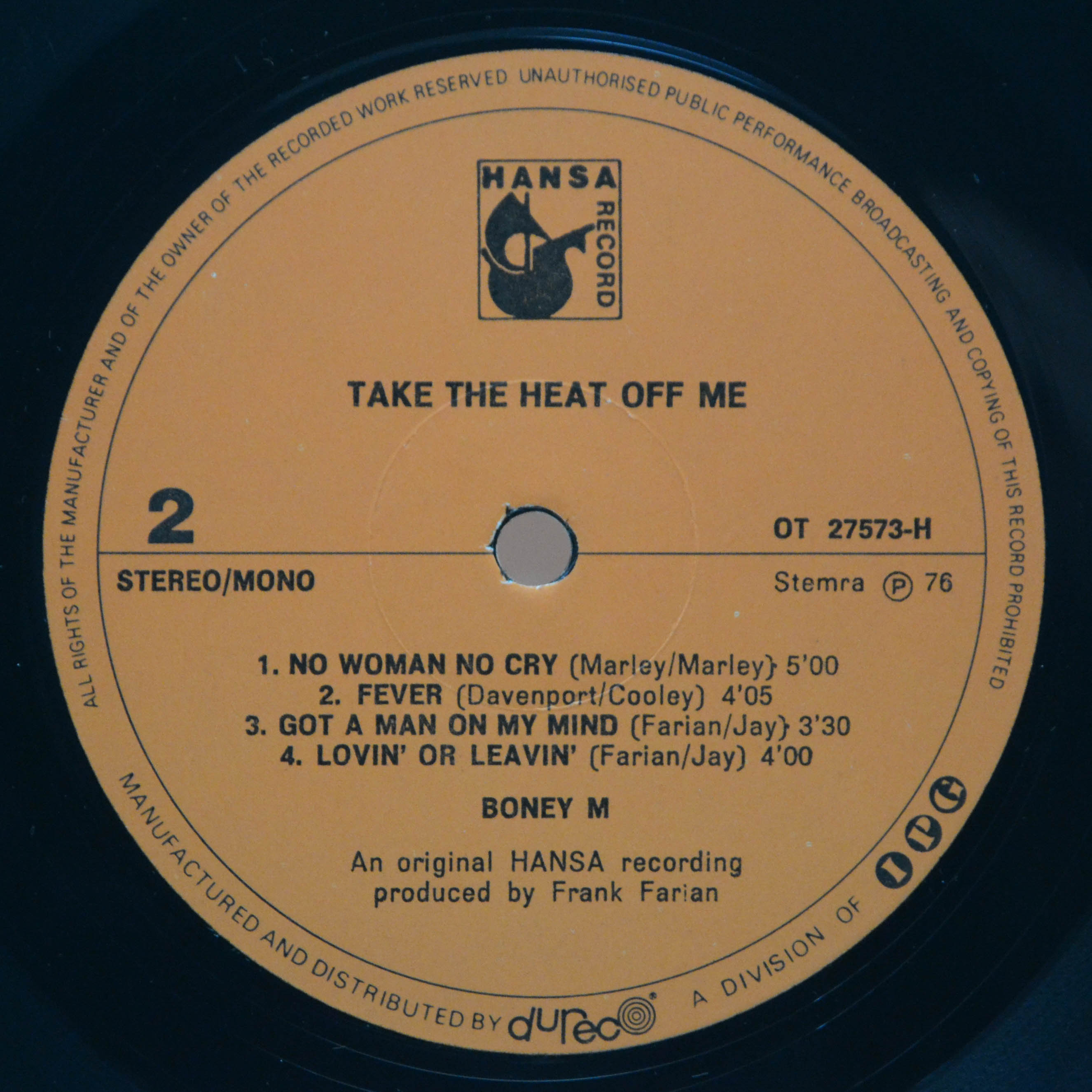 Boney M. — Take The Heat Off Me, 1976