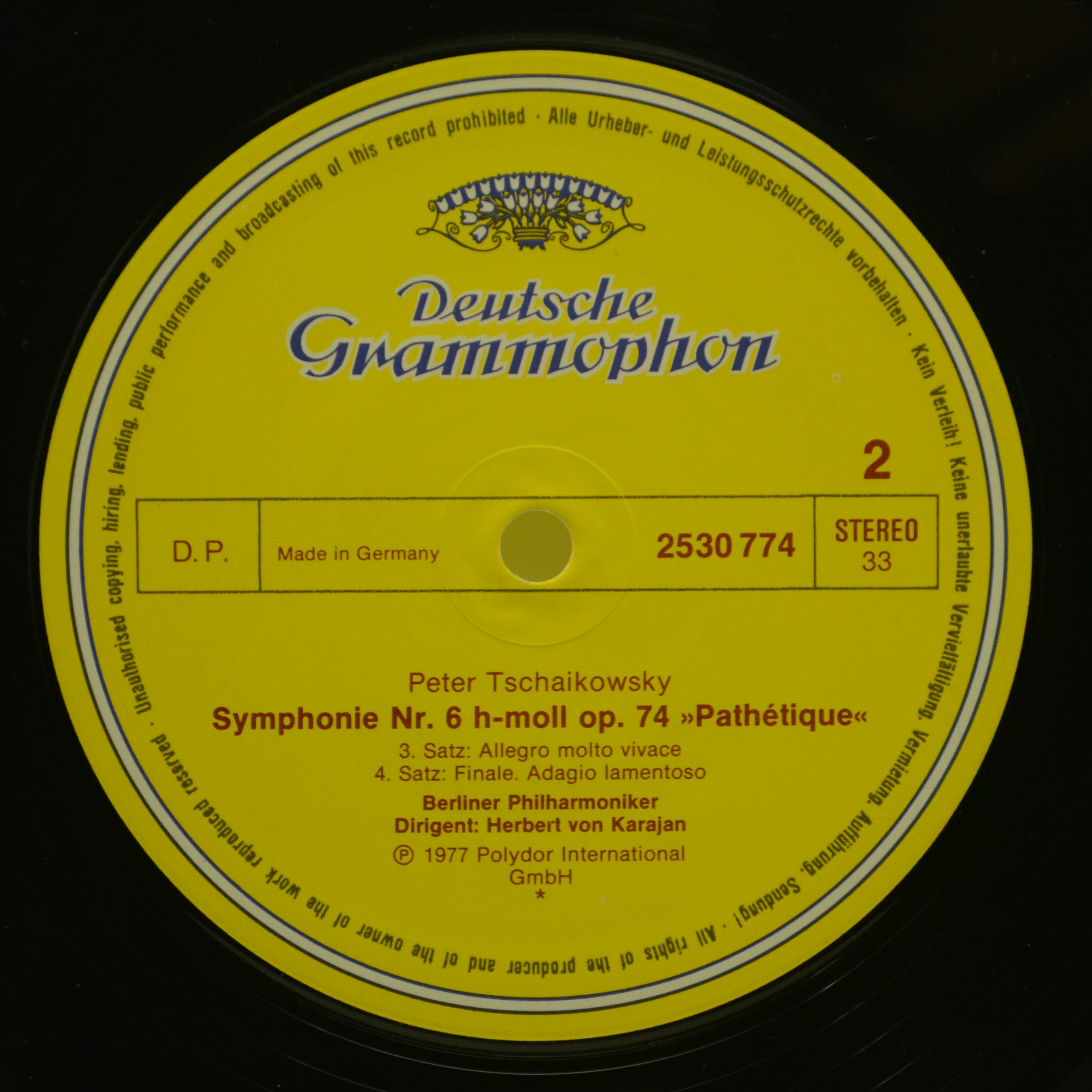 Peter I. Tschaikowsky, Berliner Philharmoniker, Herbert Von Karajan — Symphonie Nr. 6 "Pathétique", 1977