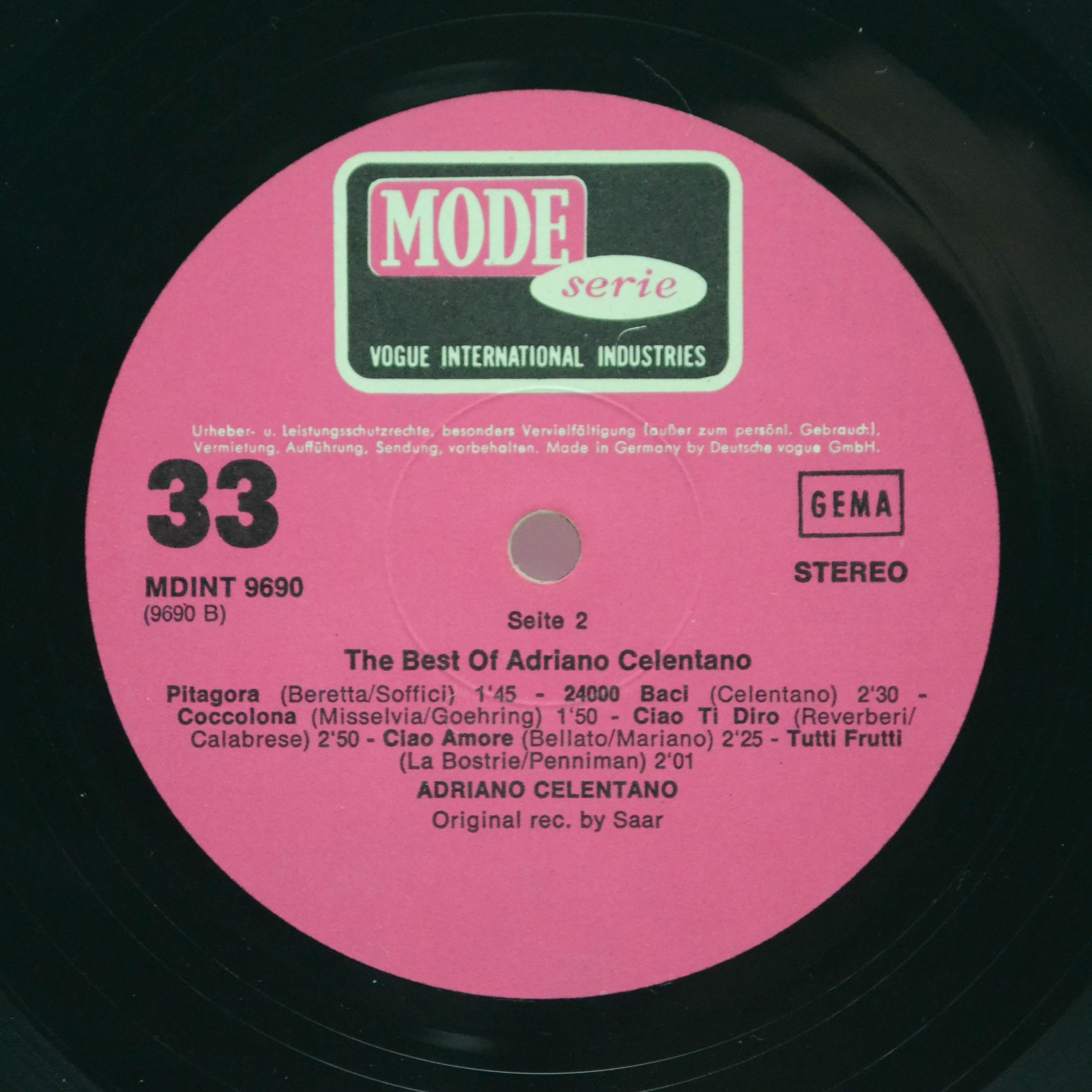Виниловая пластинка Adriano Celentano — The Best Of Adriano Celentano, 1967