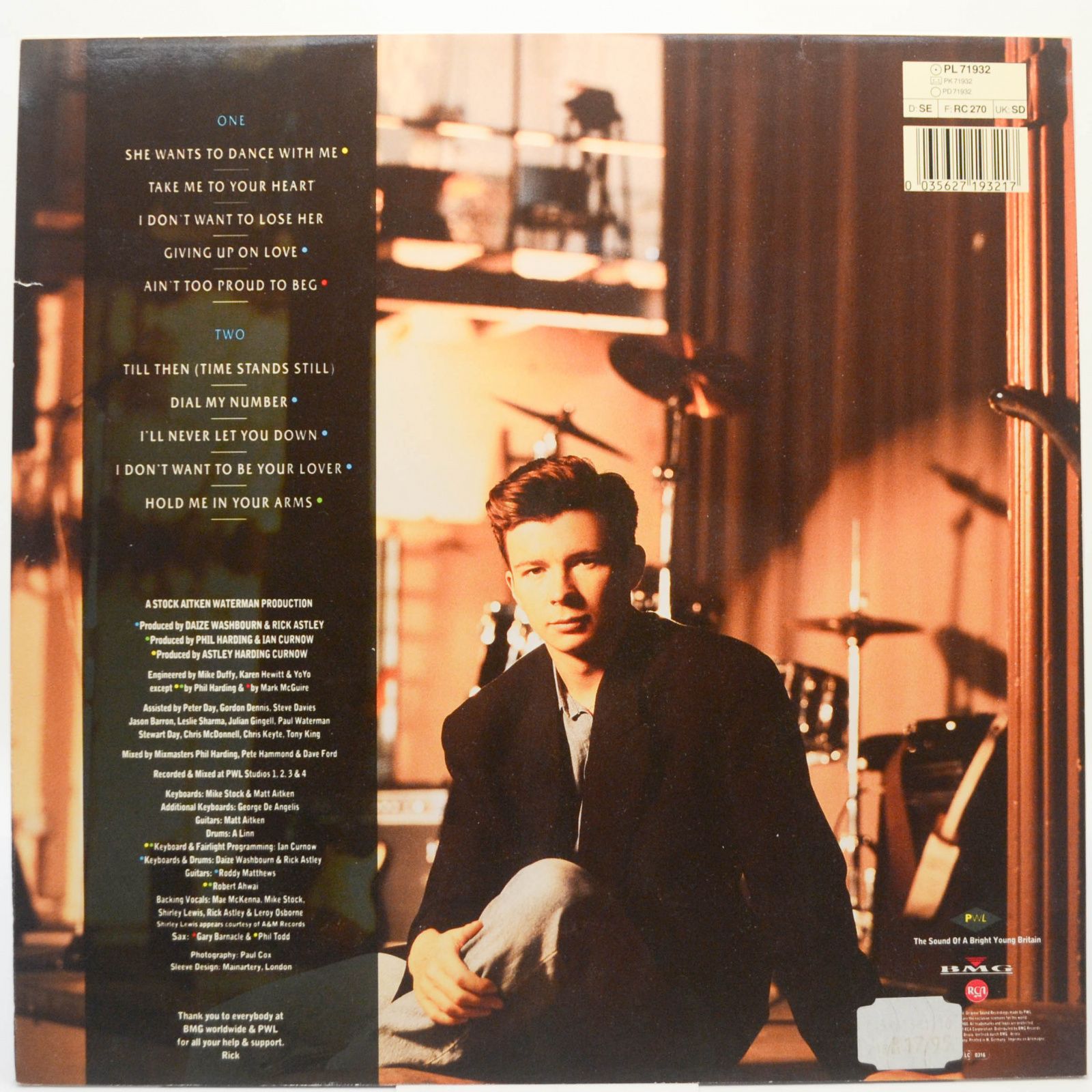 Виниловая пластинка Rick Astley — Hold Me In Your Arms, 1988