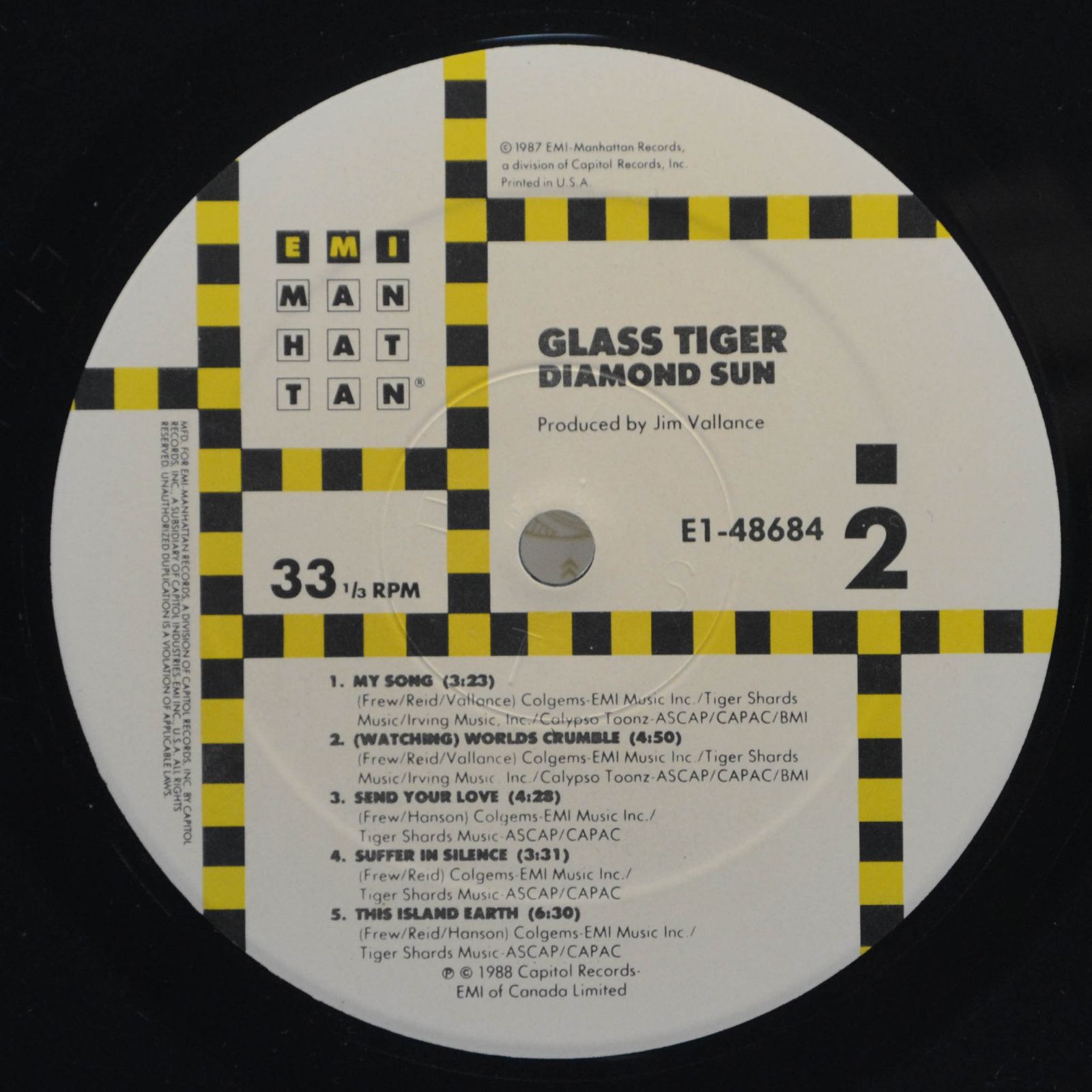 Виниловая пластинка Glass Tiger — Diamond Sun, 1988
