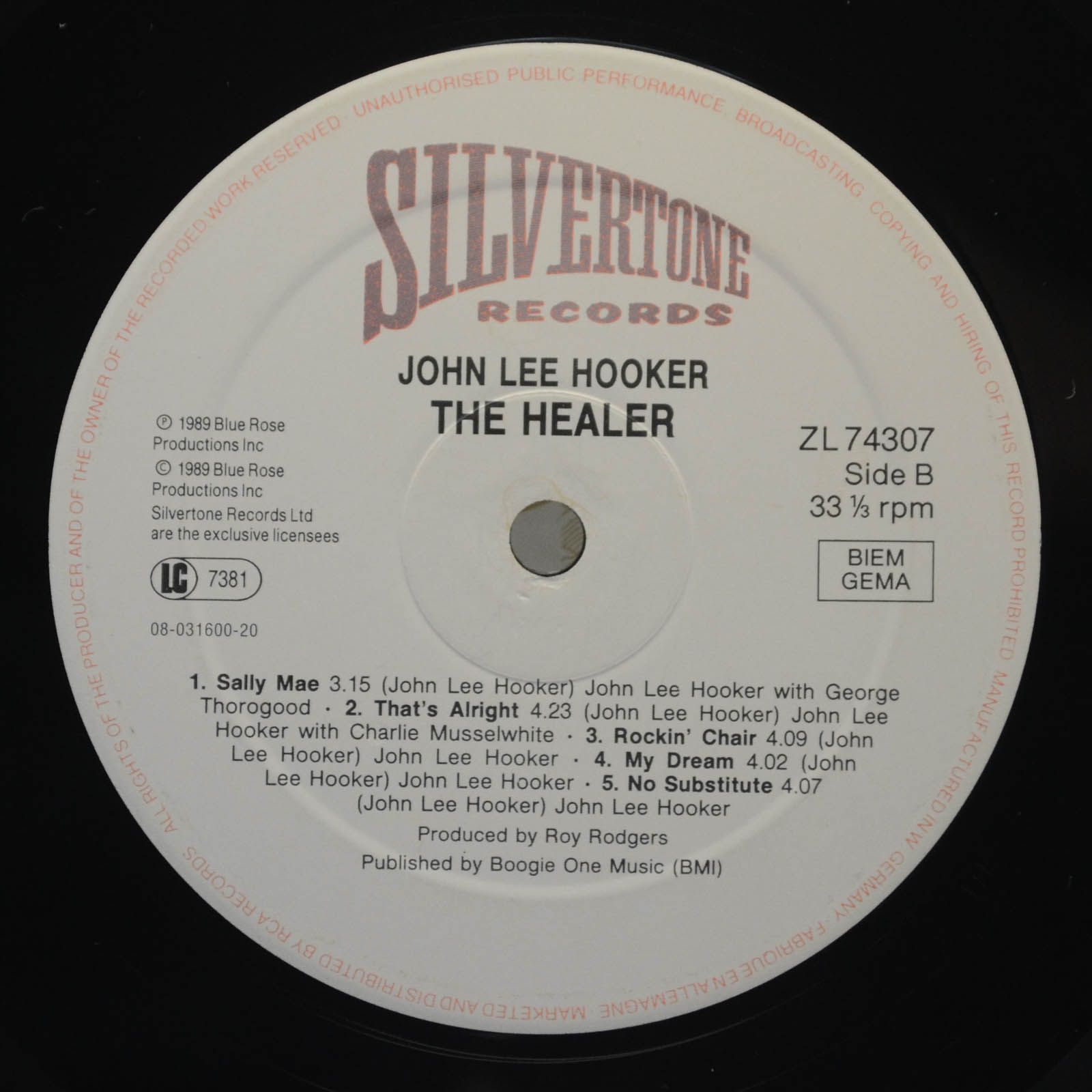 Виниловая пластинка John Lee Hooker — The Healer, 1989