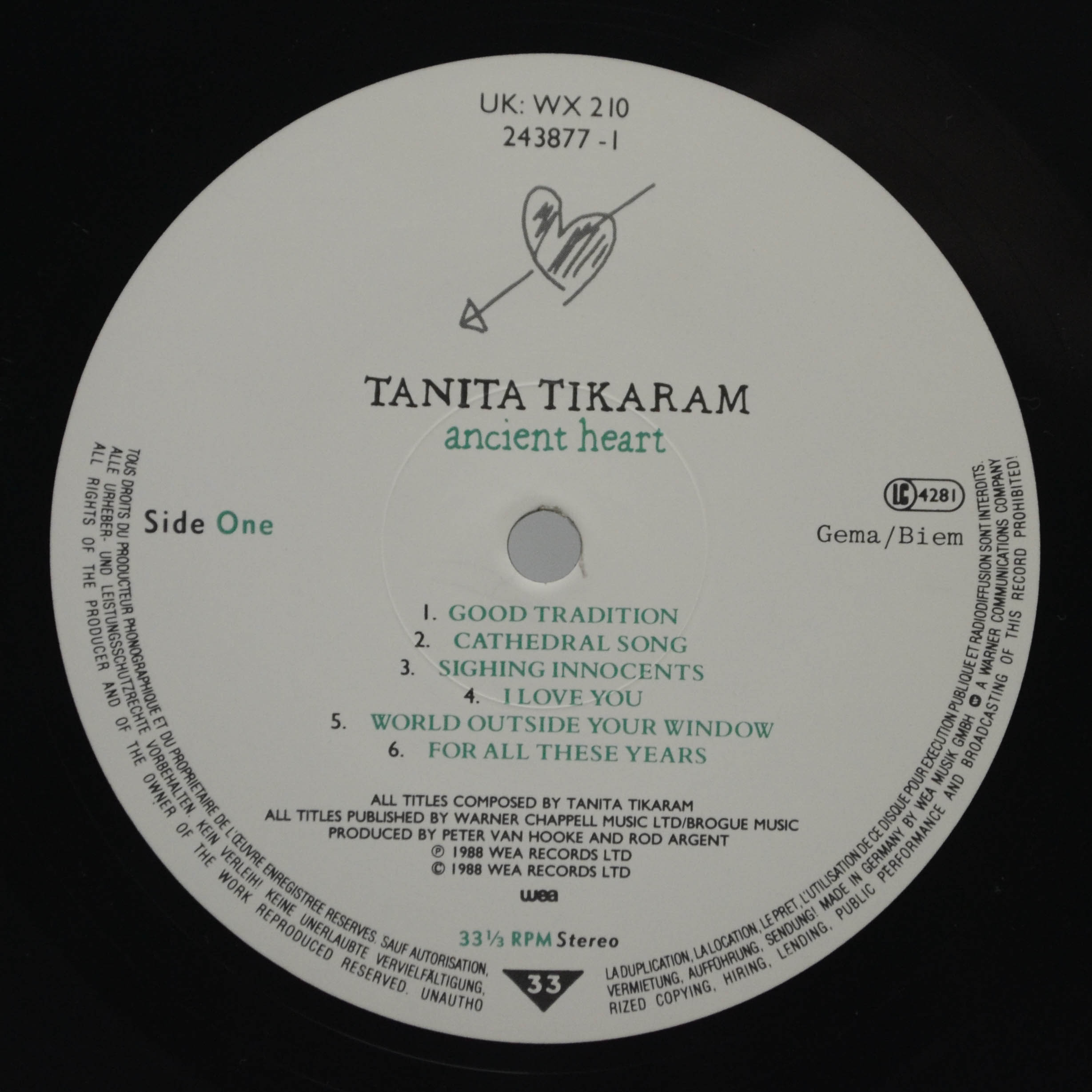 Виниловая пластинка Tanita Tikaram — Ancient Heart, 1988