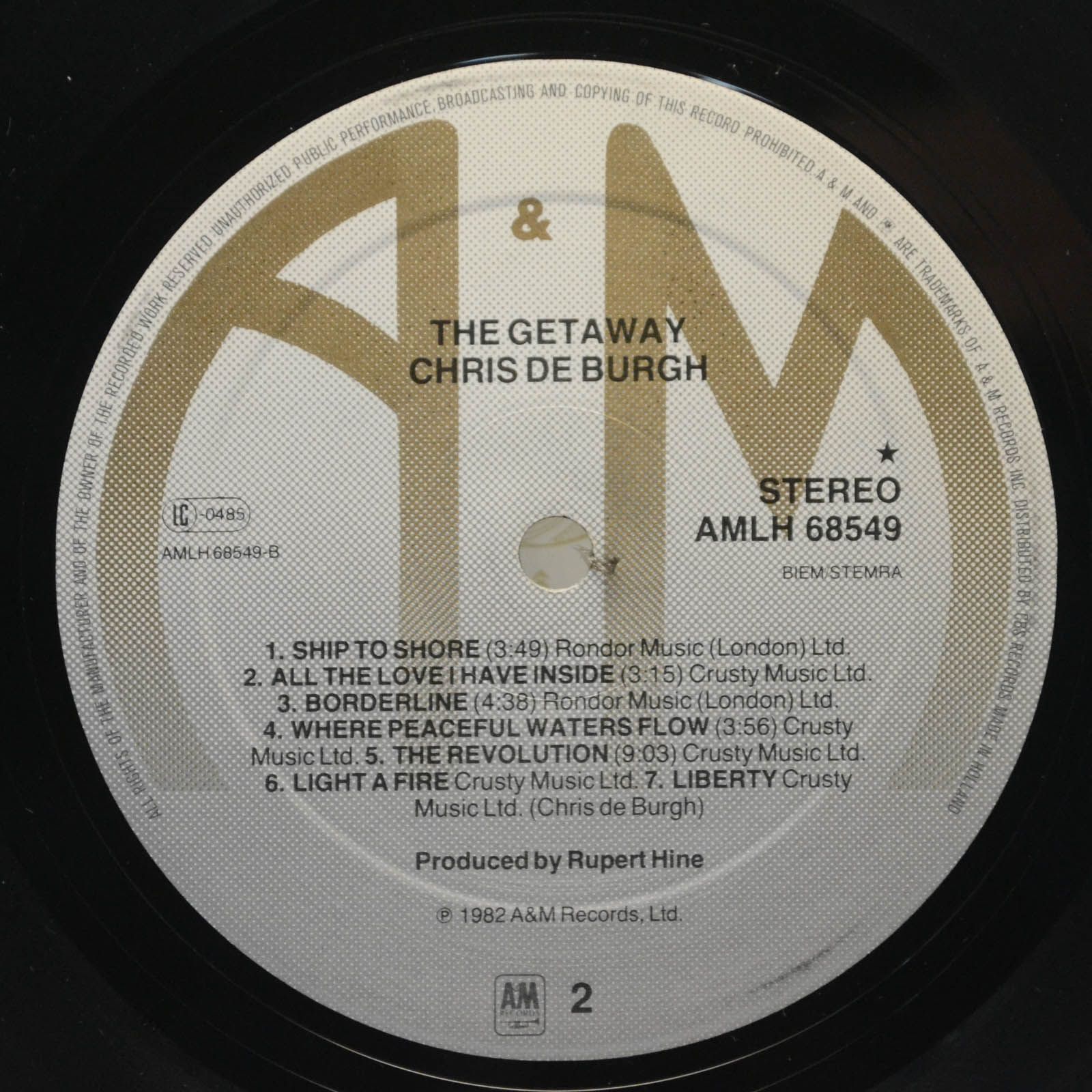 Виниловая пластинка Chris de Burgh — The Getaway, 1982