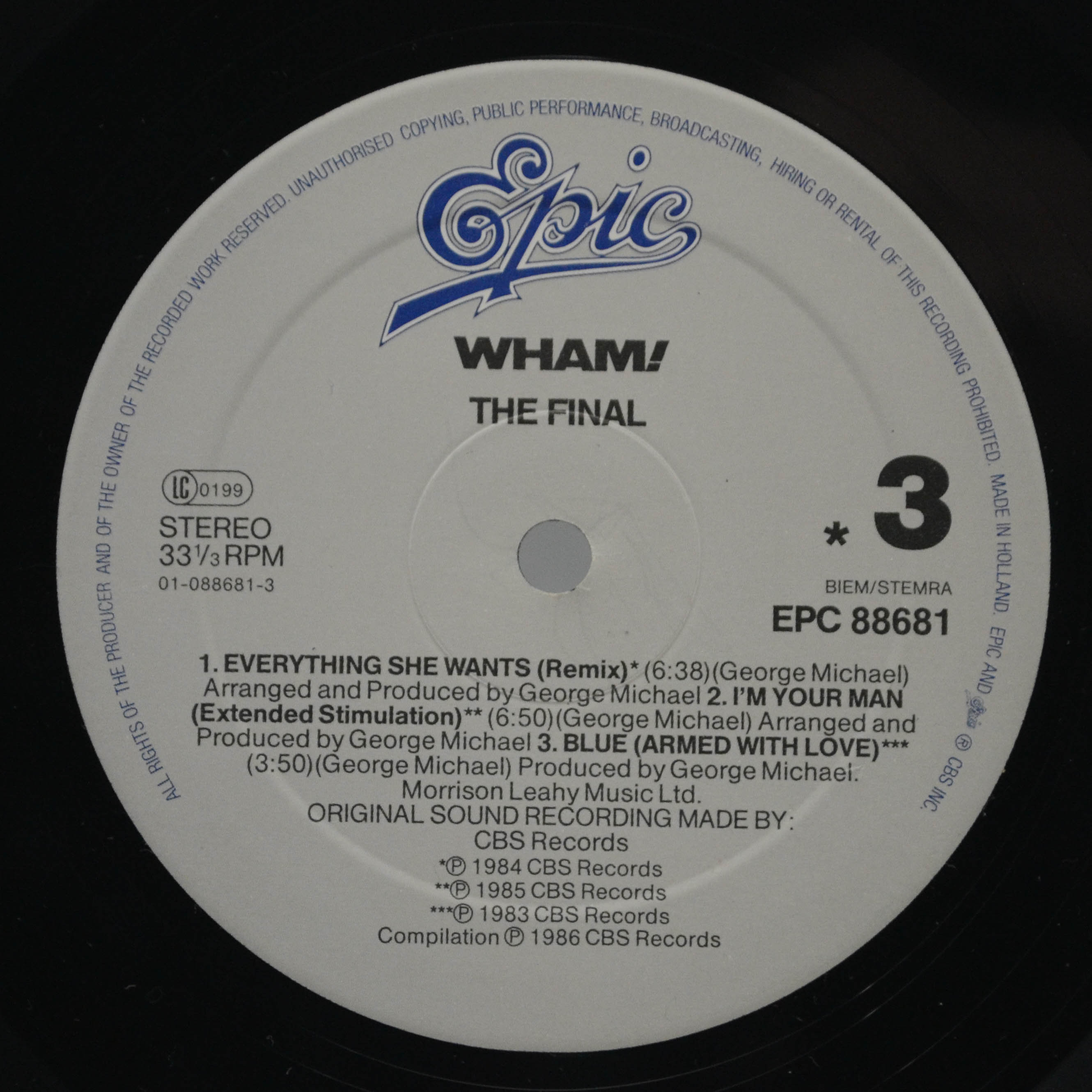Виниловая пластинка Wham! — The Final (2LP), 1986