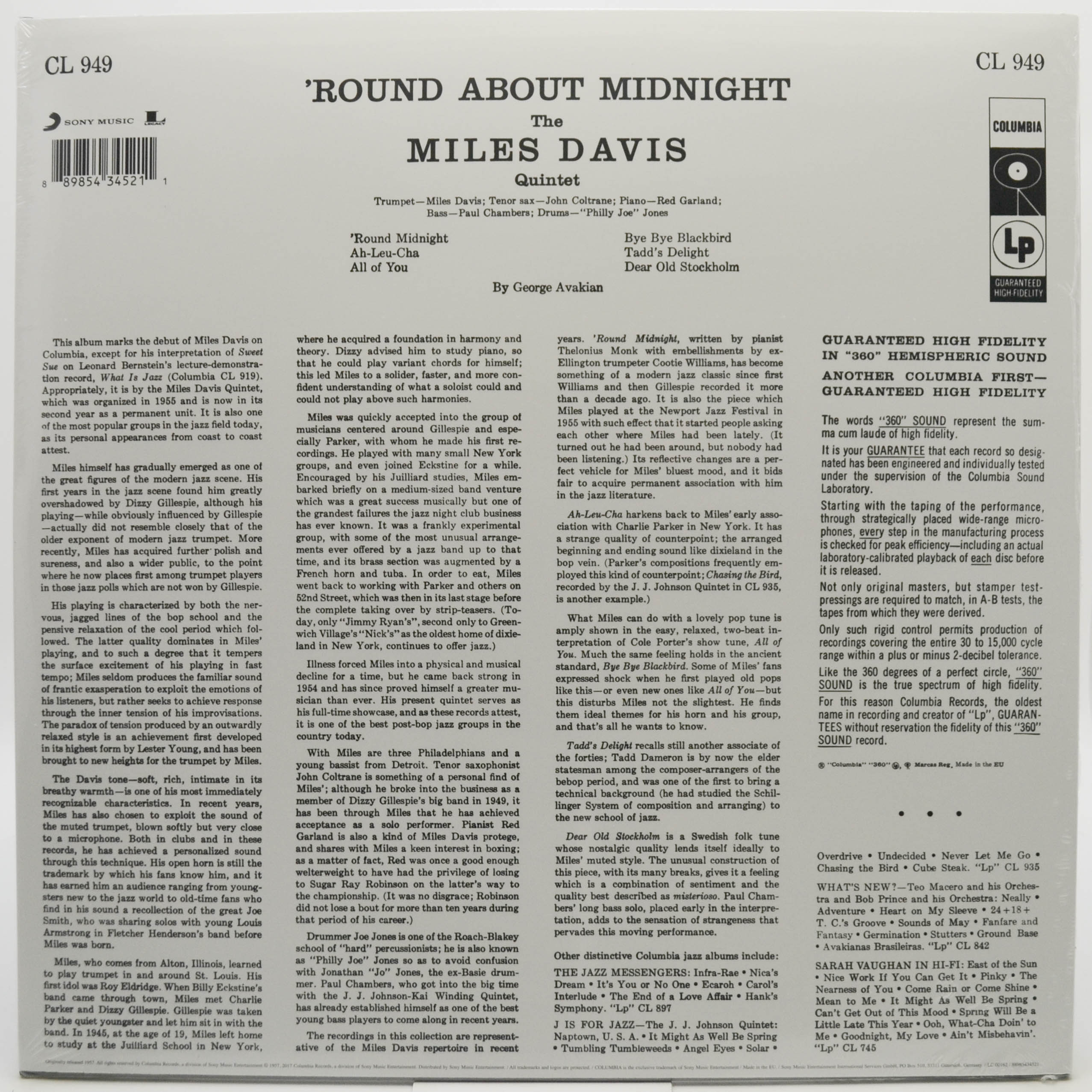 Виниловая пластинка Miles Davis — 'Round About Midnight, 1957