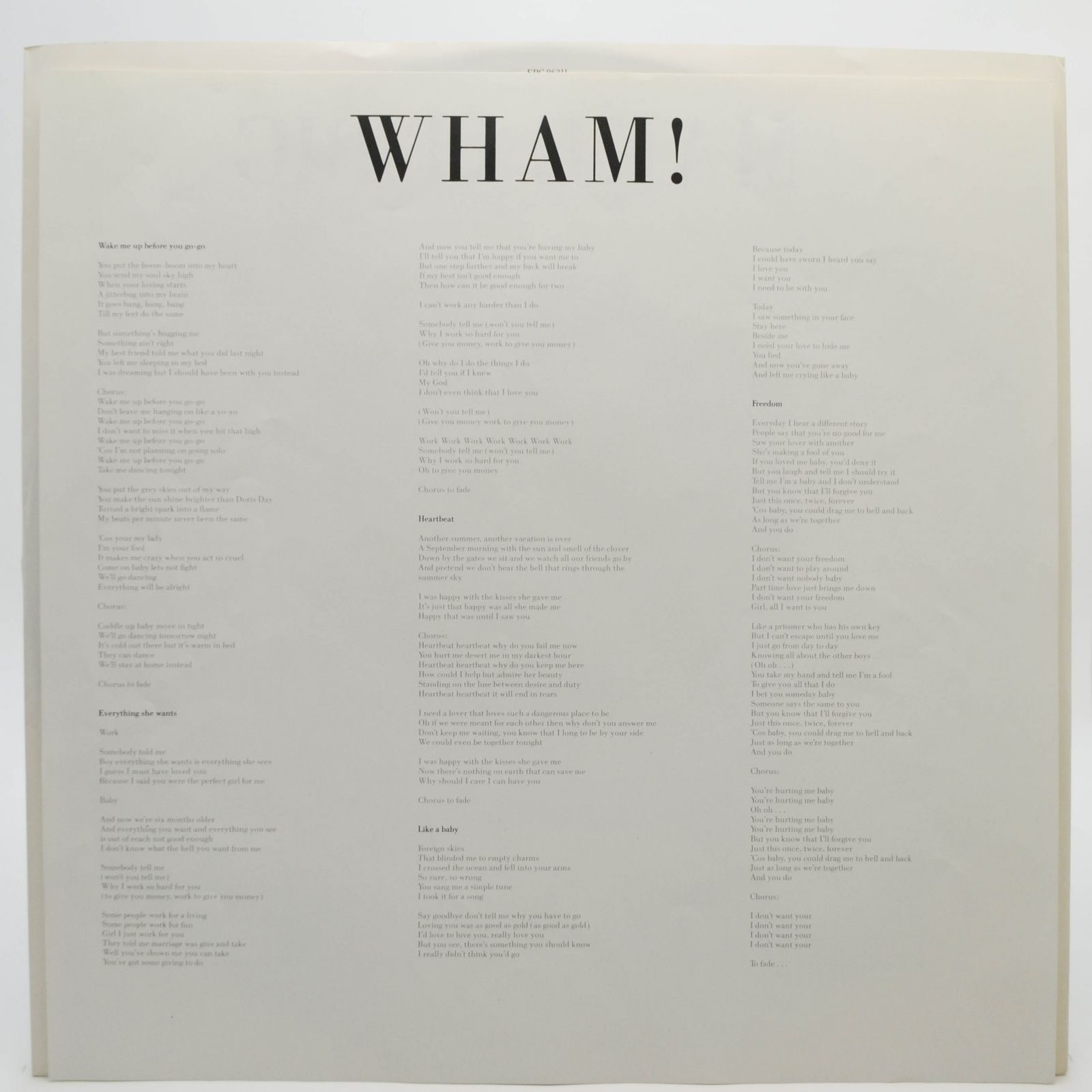 Виниловая пластинка Wham! — Make It Big (poster), 1984