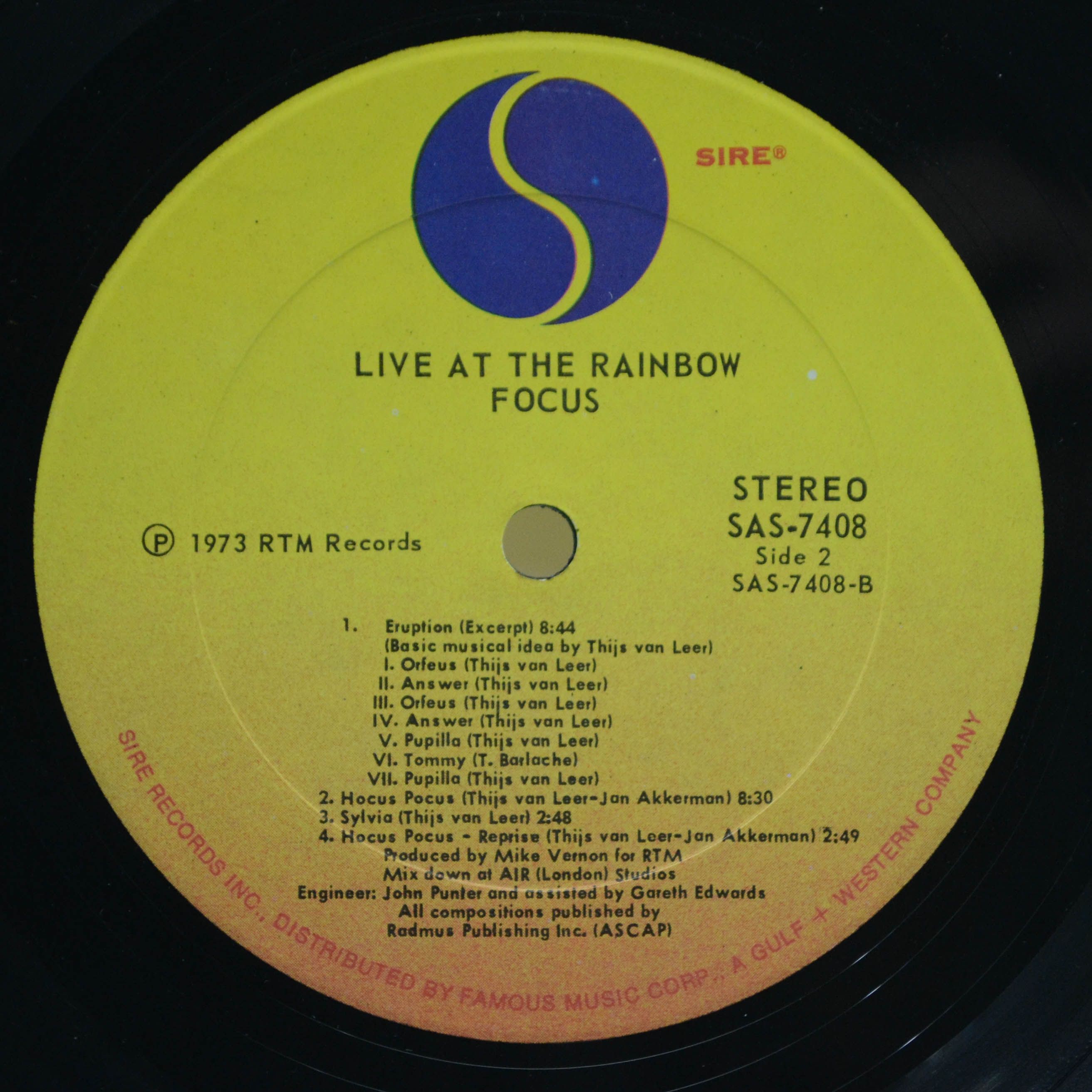 Виниловая пластинка Focus — Live At The Rainbow (USA), 1973