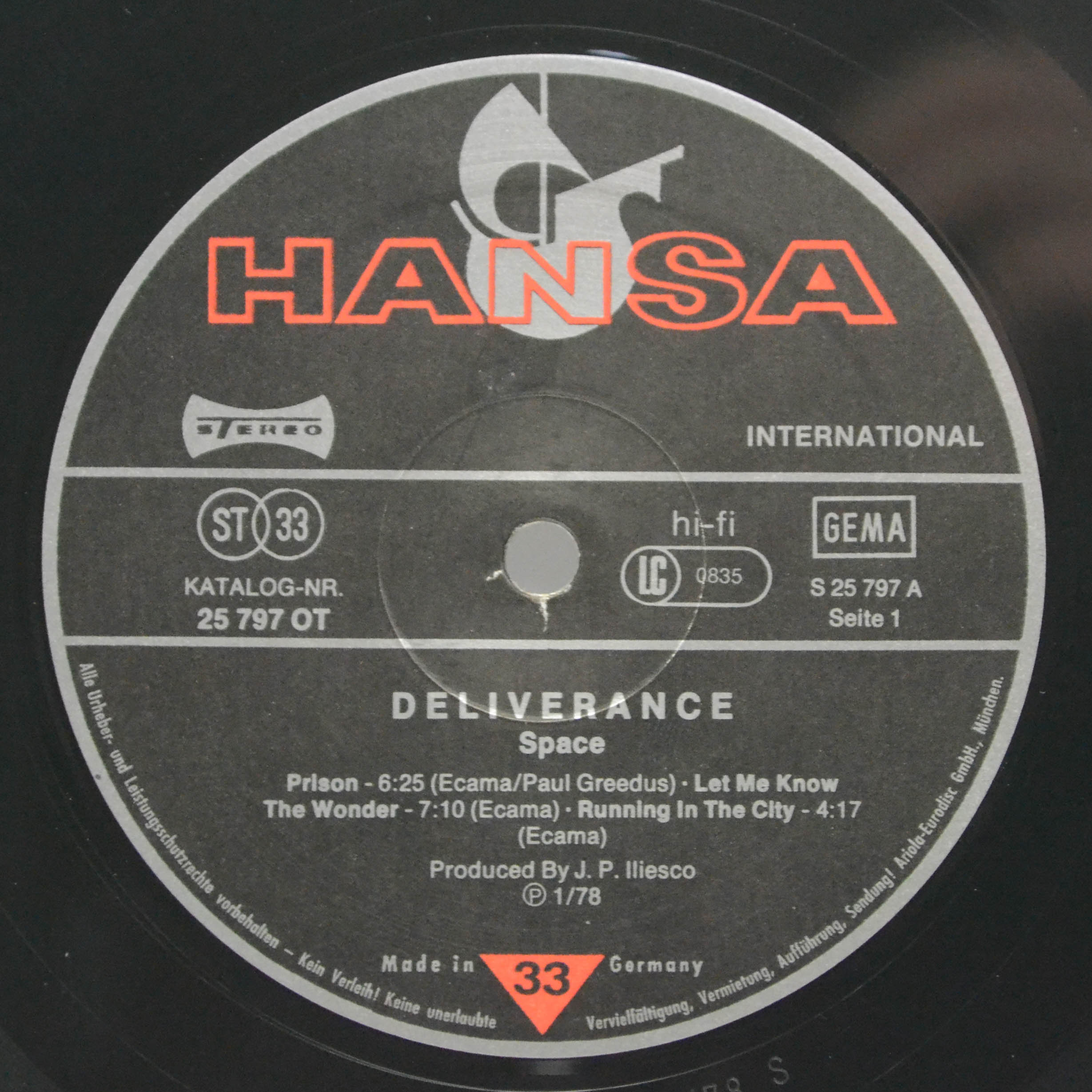 Виниловая пластинка Space — Deliverance, 1978