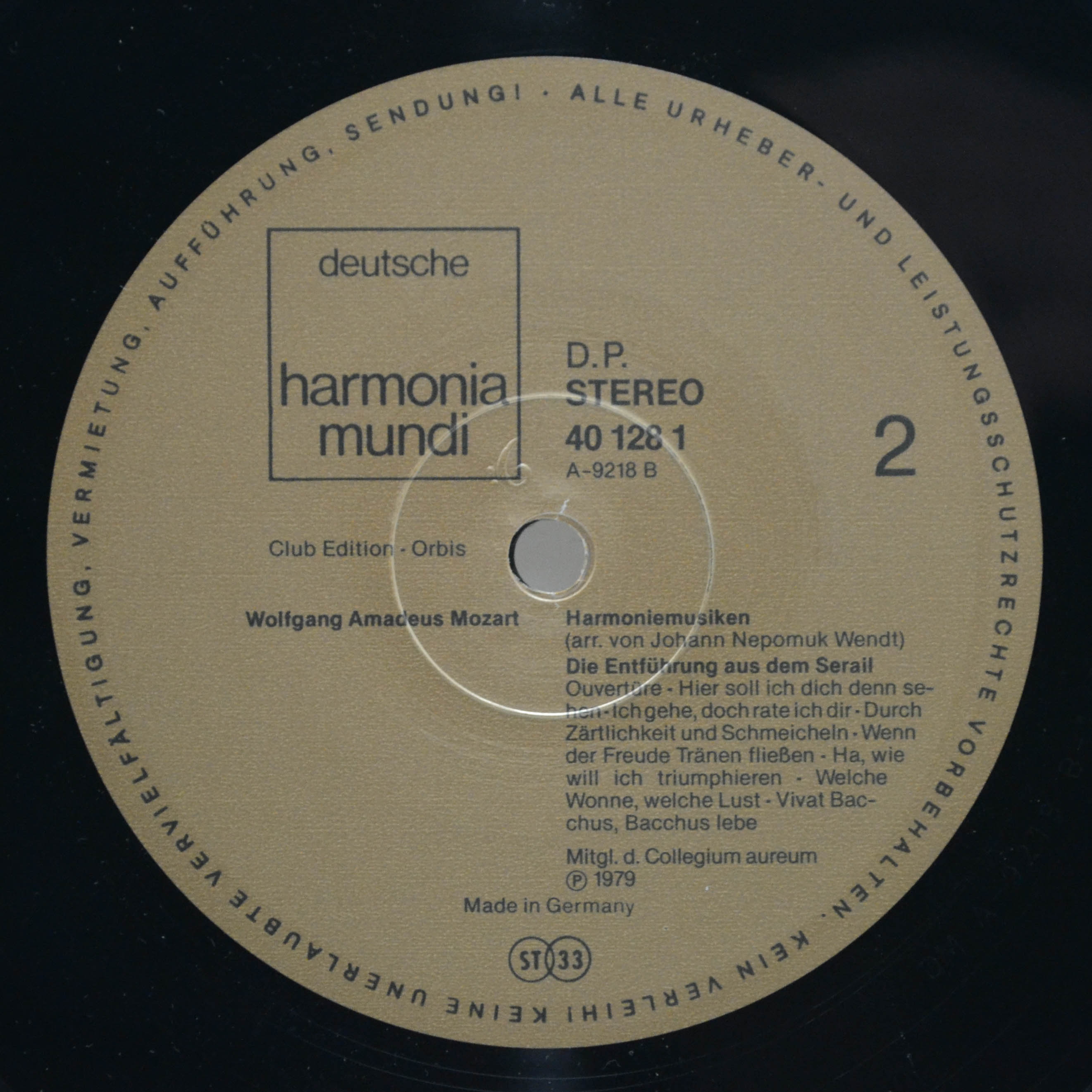 Wolfgang Amadeus Mozart, Mitglieder Des Collegium Aureum — Harmoniemusiken, 1979