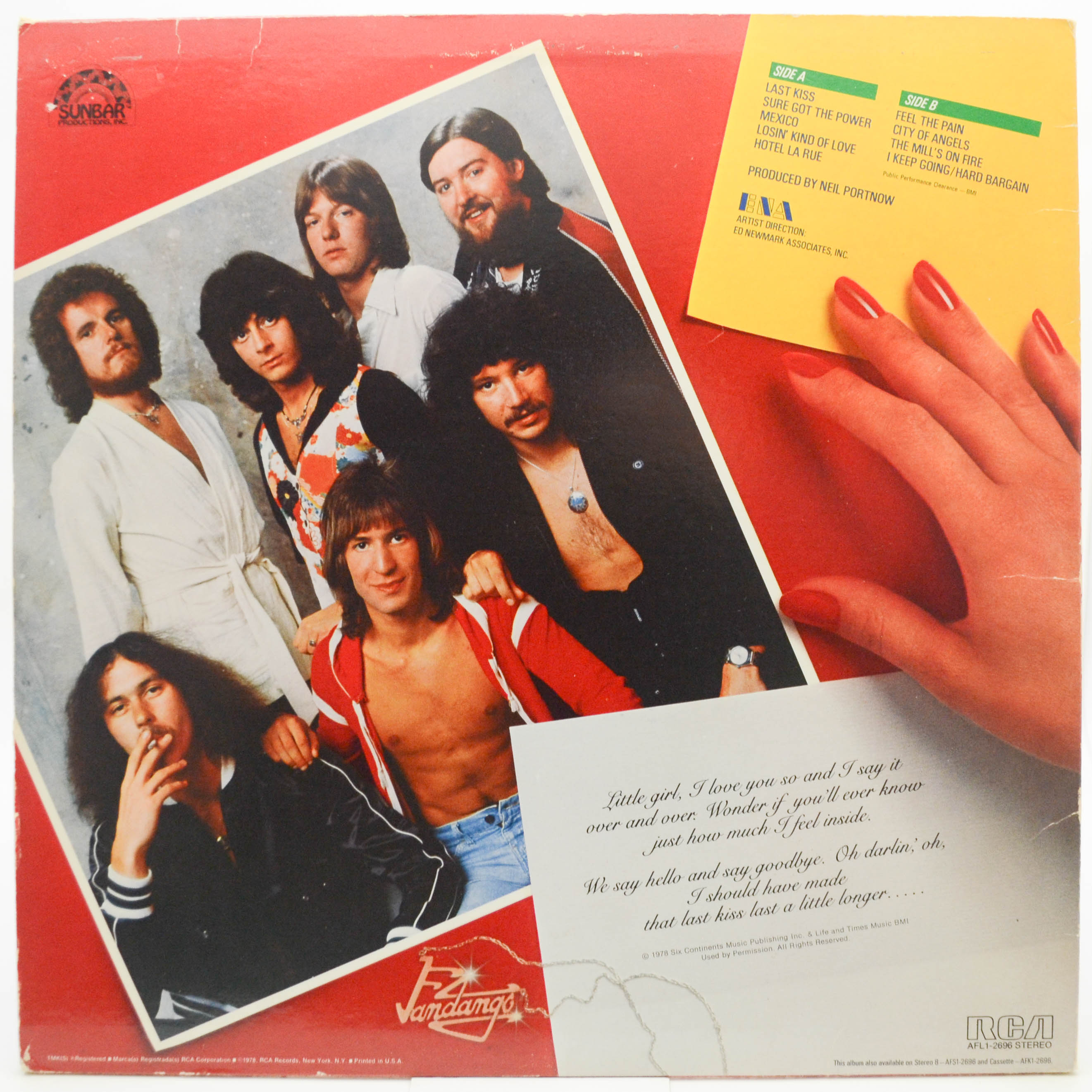 Виниловая пластинка Fandango — Last Kiss, 1978