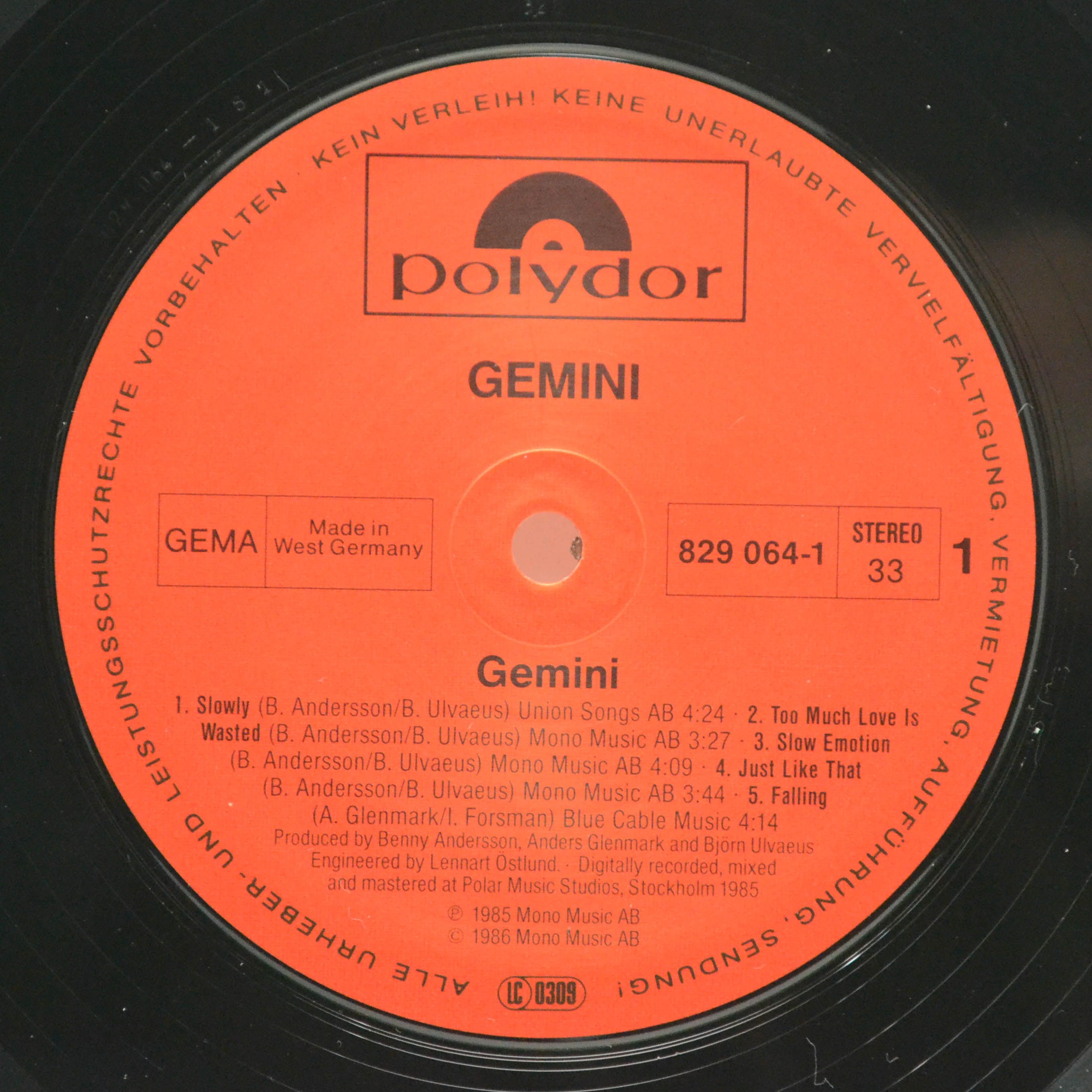 Виниловая пластинка Gemini — Gemini, 1986