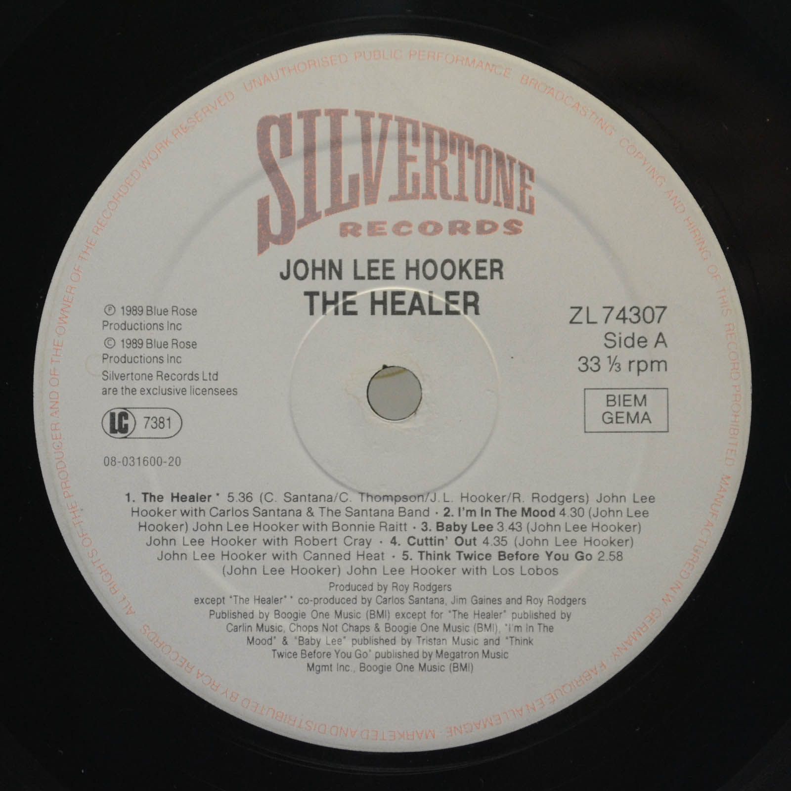 Виниловая пластинка John Lee Hooker — The Healer, 1989