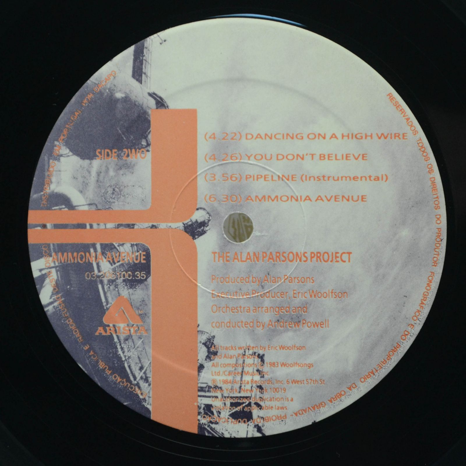 Виниловая пластинка Alan Parsons Project — Ammonia Avenue, 1984